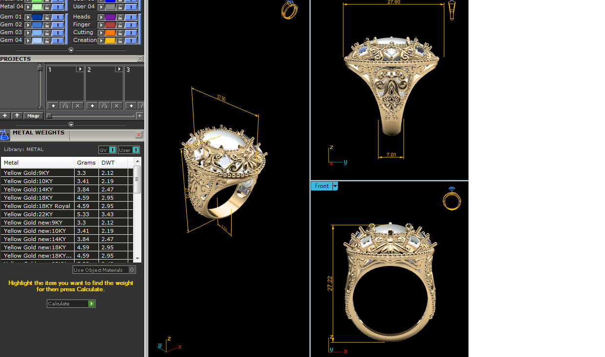 Women Ring Render 3dm STL OBJ FBX Details 3D print model_12
