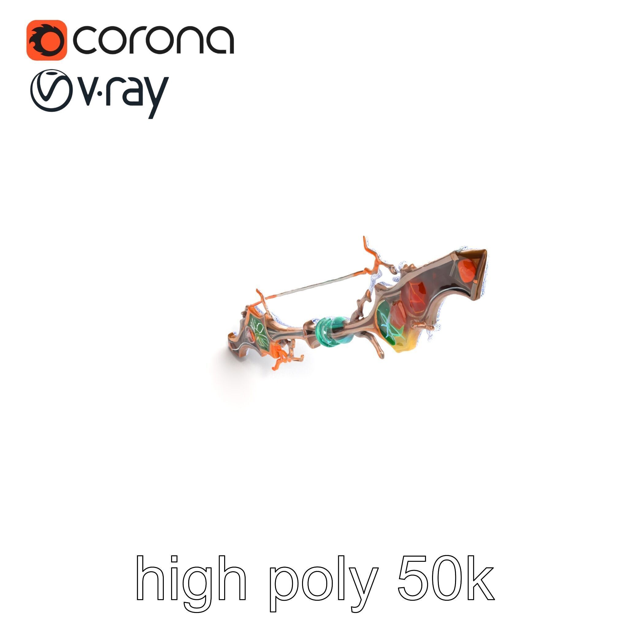 Wizards Arcane Bow with Glowing Glyphs model pack Low-poly 3D model_31