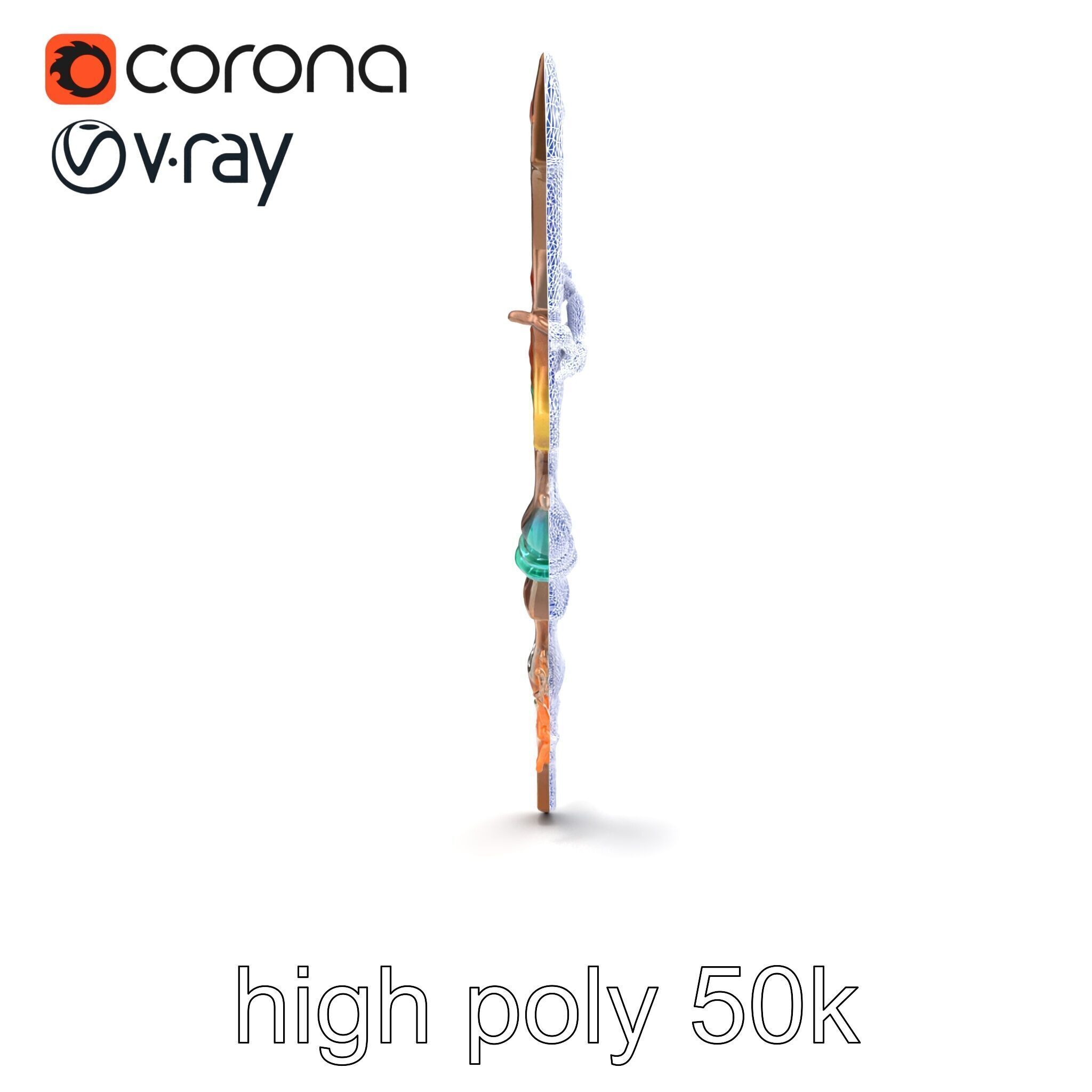 Wizards Arcane Bow with Glowing Glyphs model pack Low-poly 3D model_24