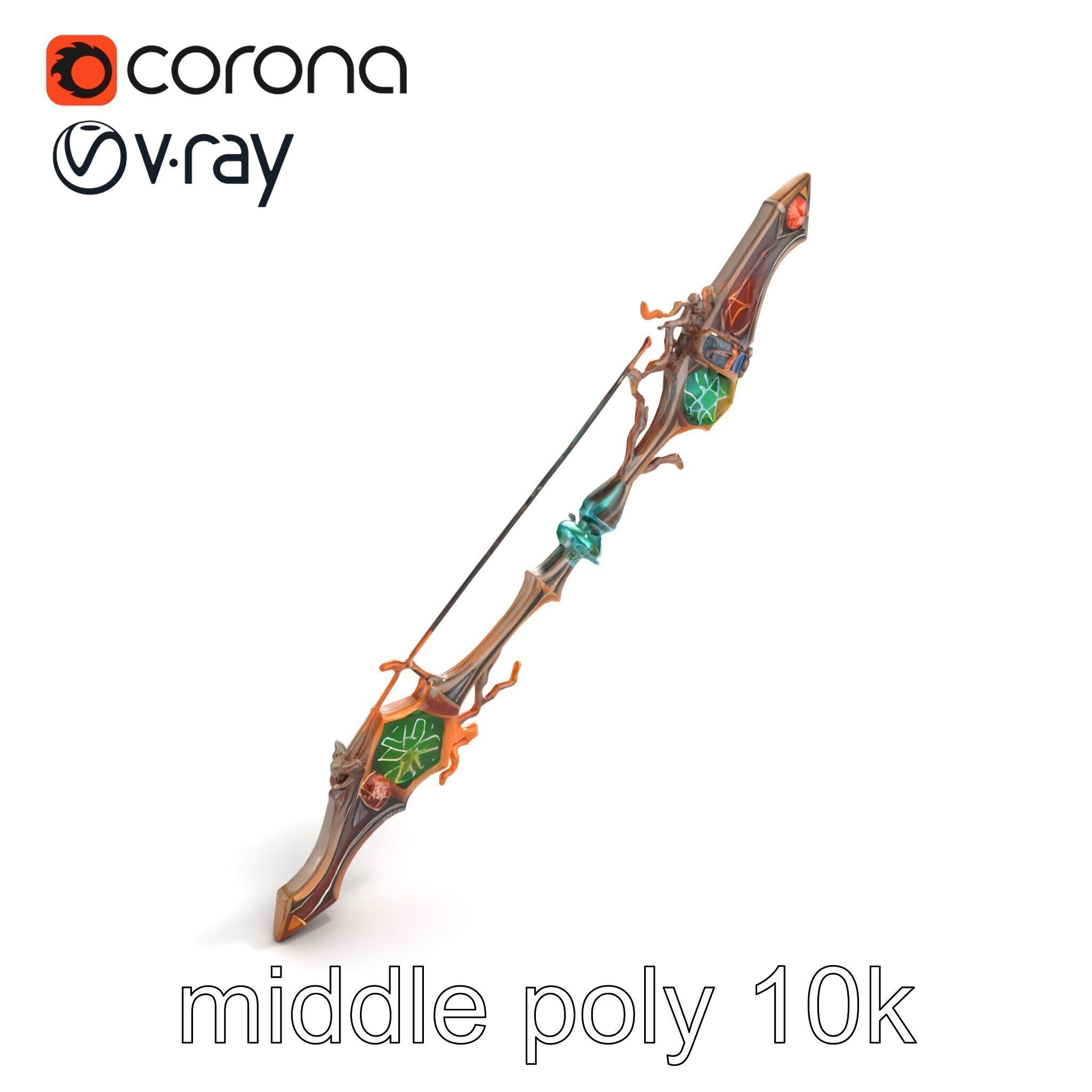 Wizards Arcane Bow with Glowing Glyphs model pack Low-poly 3D model_8