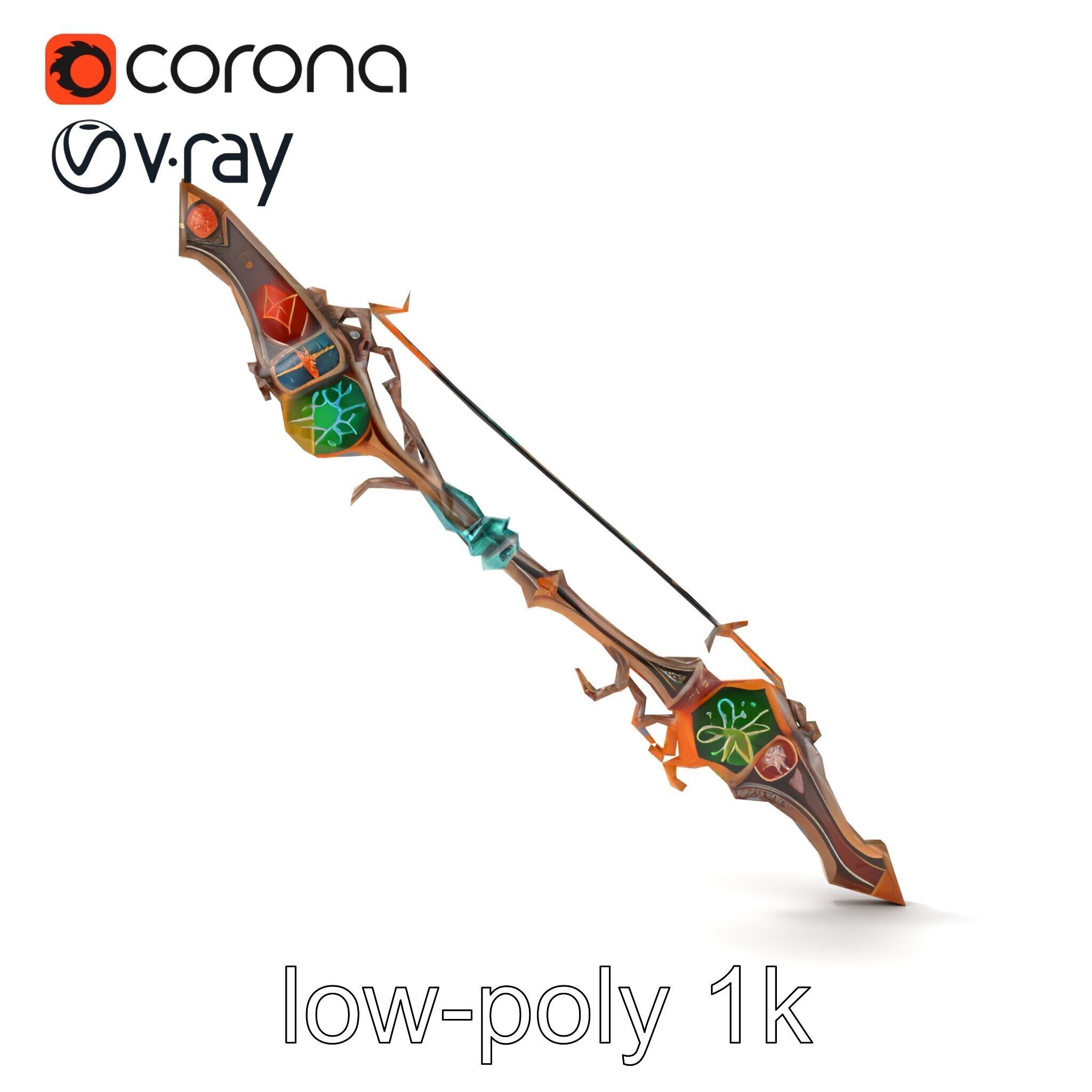 Wizards Arcane Bow with Glowing Glyphs model pack Low-poly 3D model_21