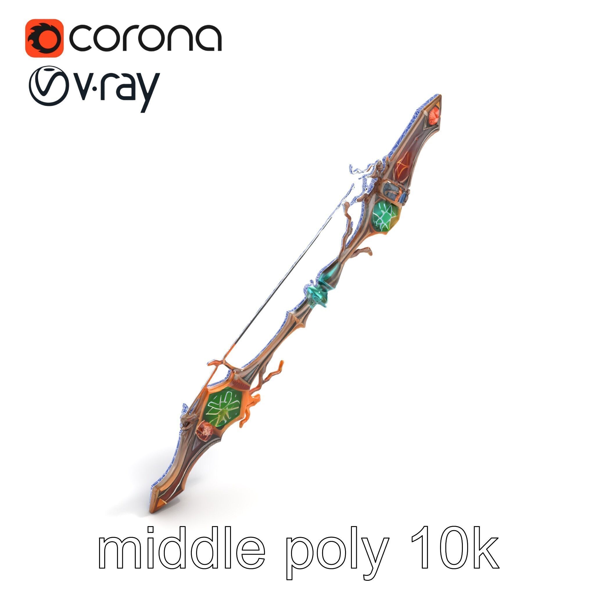 Wizards Arcane Bow with Glowing Glyphs model pack Low-poly 3D model_11