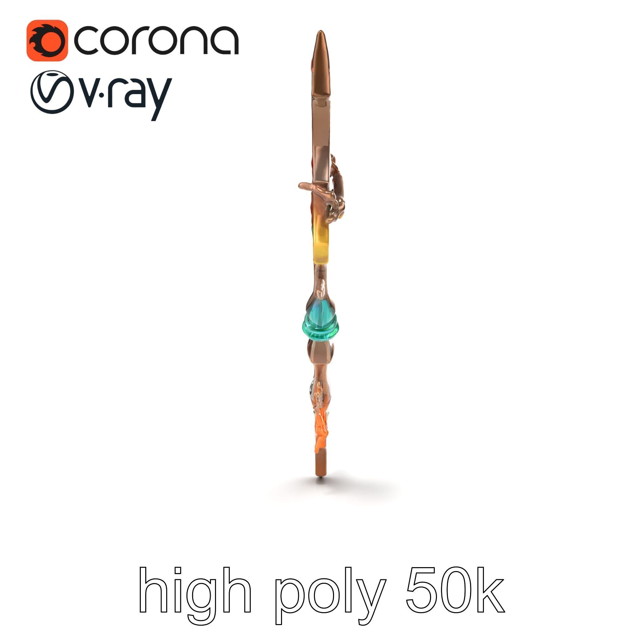 Wizards Arcane Bow with Glowing Glyphs model pack Low-poly 3D model_28
