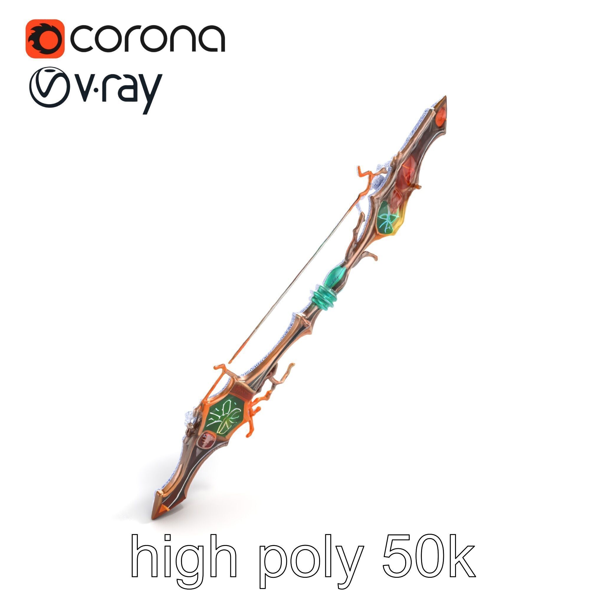 Wizards Arcane Bow with Glowing Glyphs model pack Low-poly 3D model_30