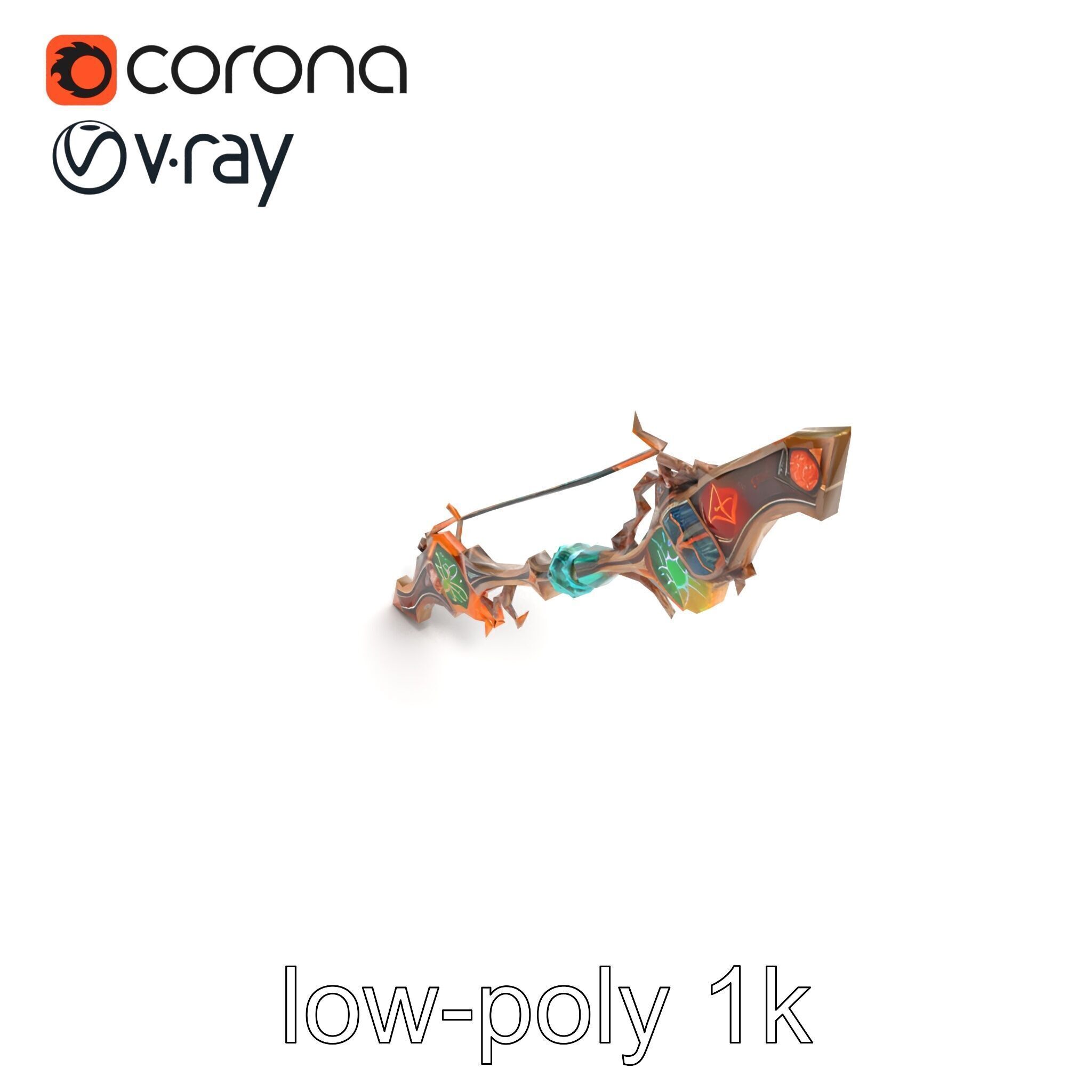 Wizards Arcane Bow with Glowing Glyphs model pack Low-poly 3D model_12