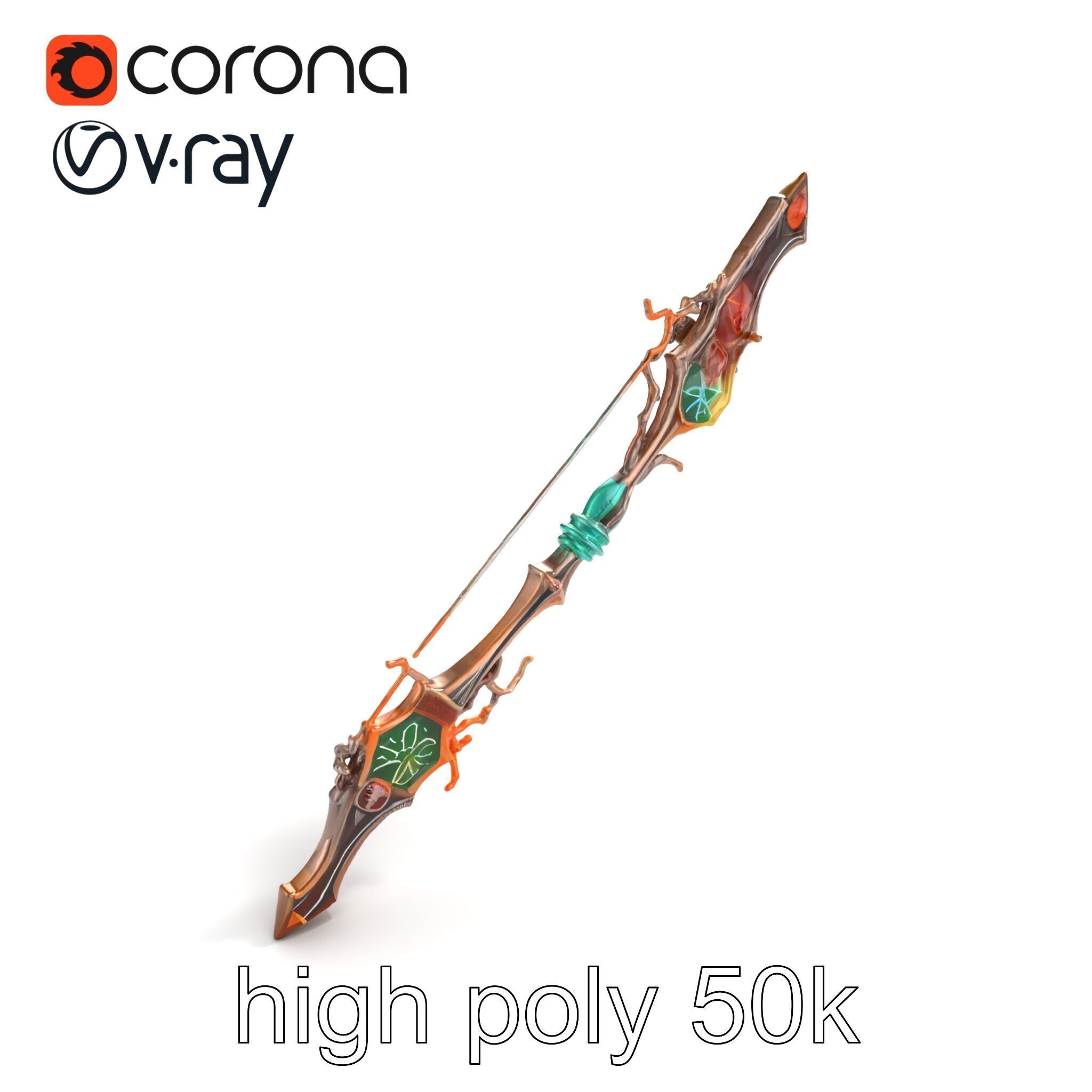 Wizards Arcane Bow with Glowing Glyphs model pack Low-poly 3D model_27