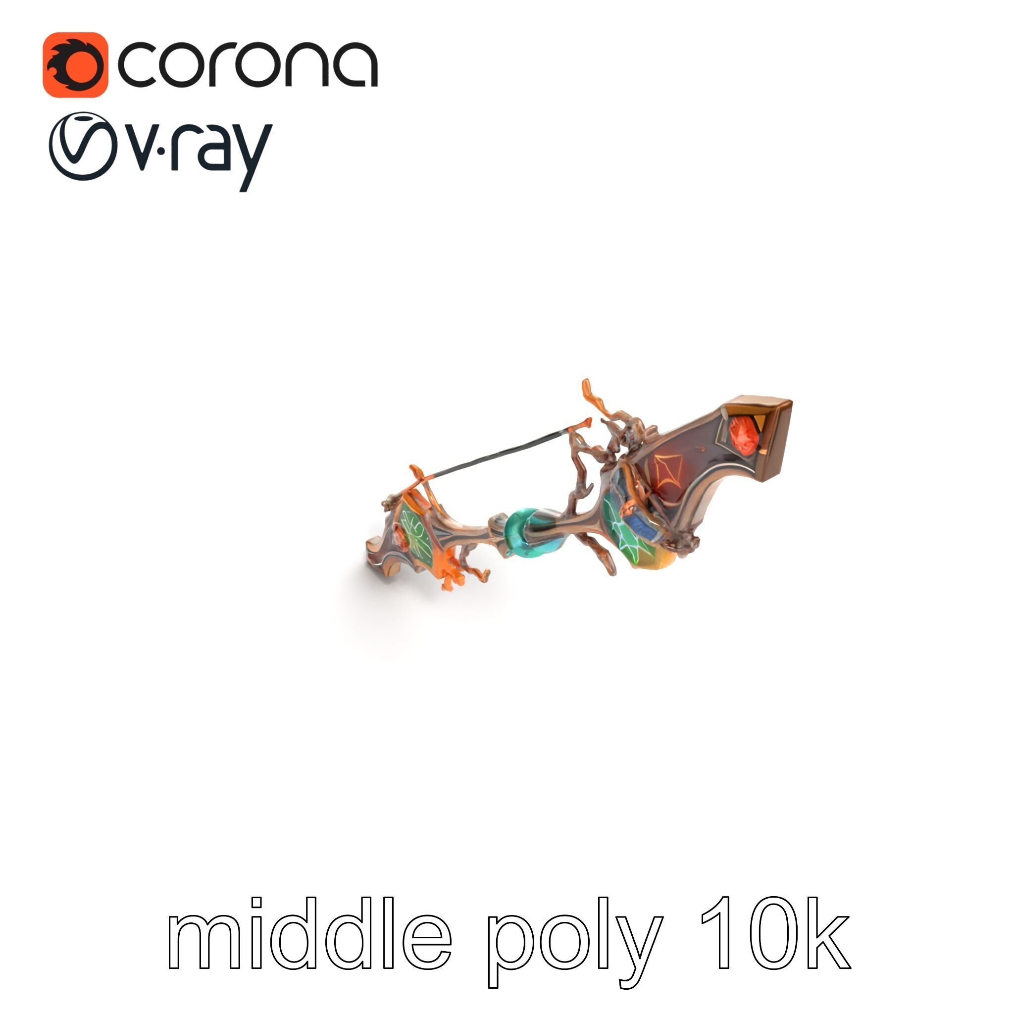 Wizards Arcane Bow with Glowing Glyphs model pack Low-poly 3D model_23