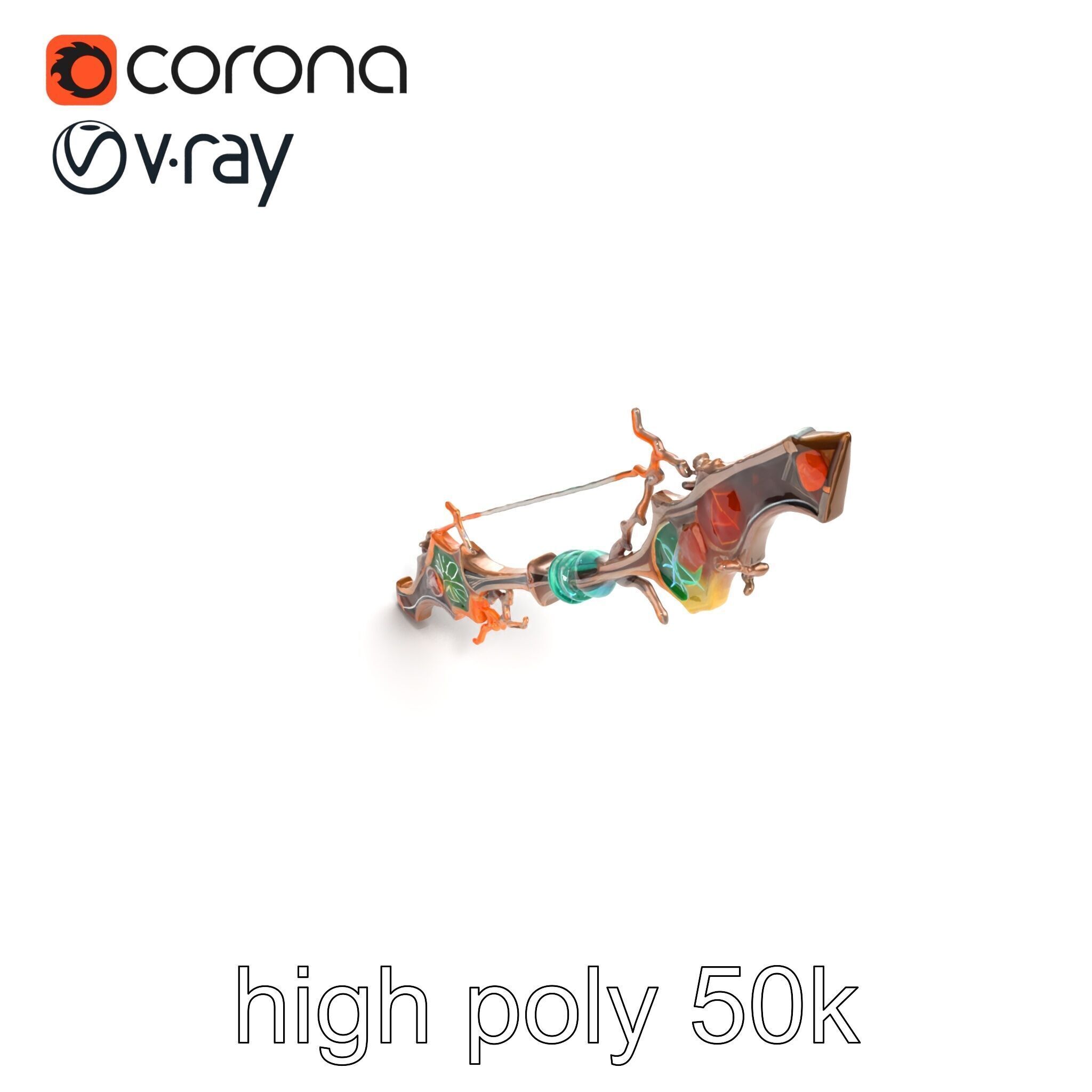 Wizards Arcane Bow with Glowing Glyphs model pack Low-poly 3D model_26