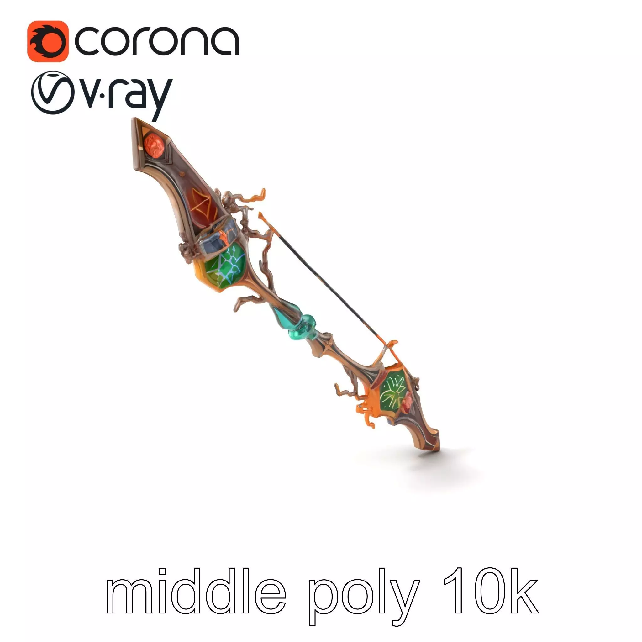 Wizards Arcane Bow with Glowing Glyphs model pack Low-poly 3D model_0