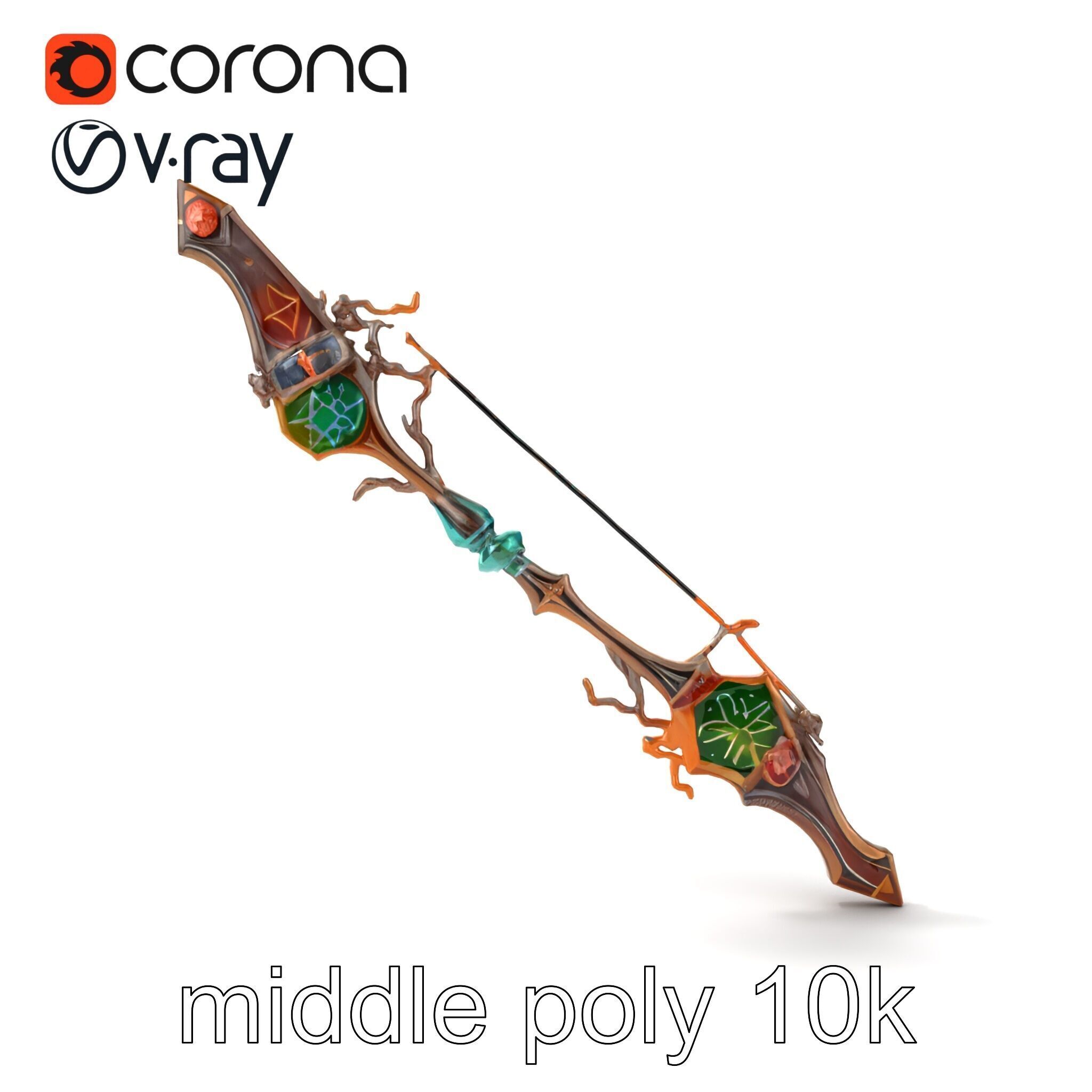 Wizards Arcane Bow with Glowing Glyphs model pack Low-poly 3D model_18