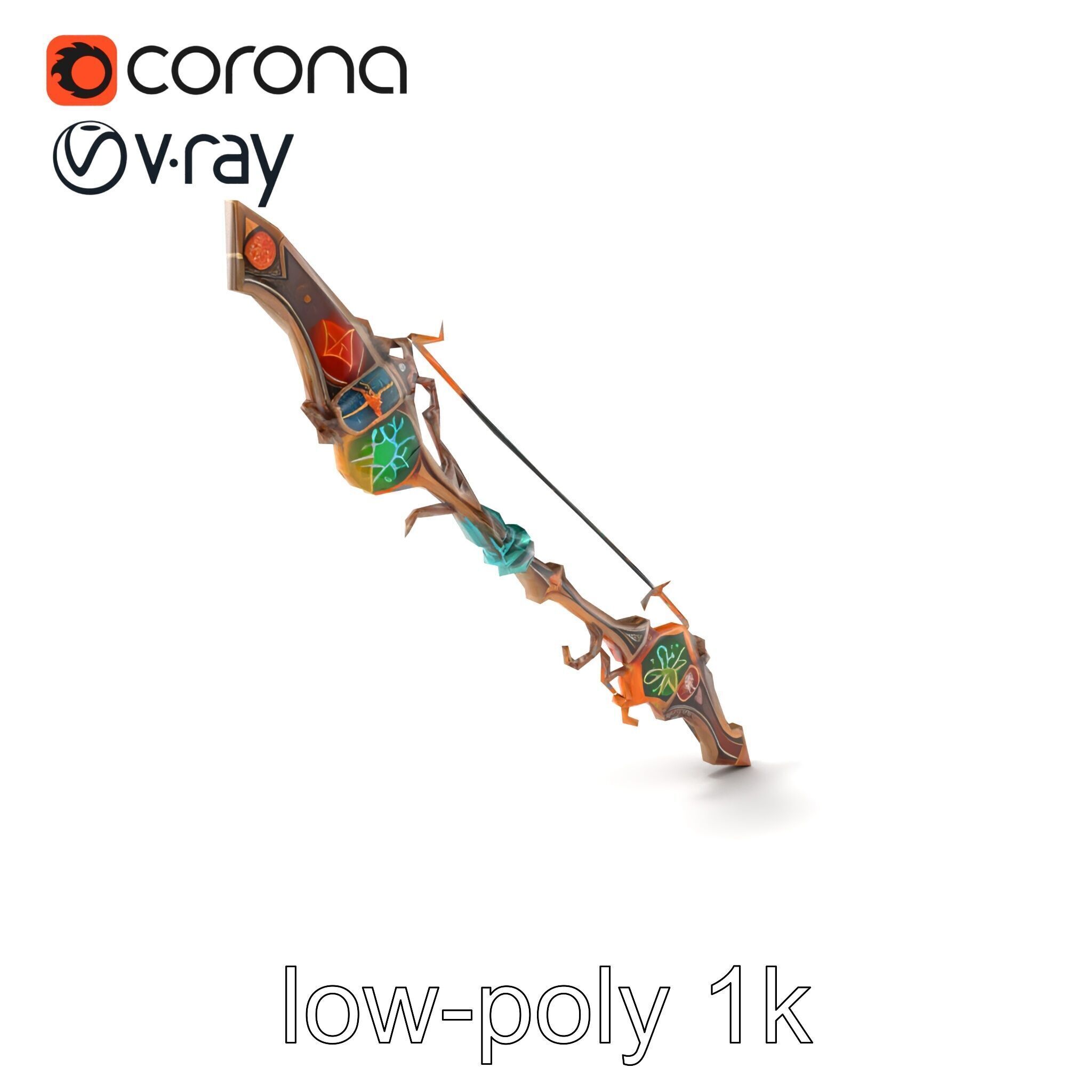 Wizards Arcane Bow with Glowing Glyphs model pack Low-poly 3D model_5