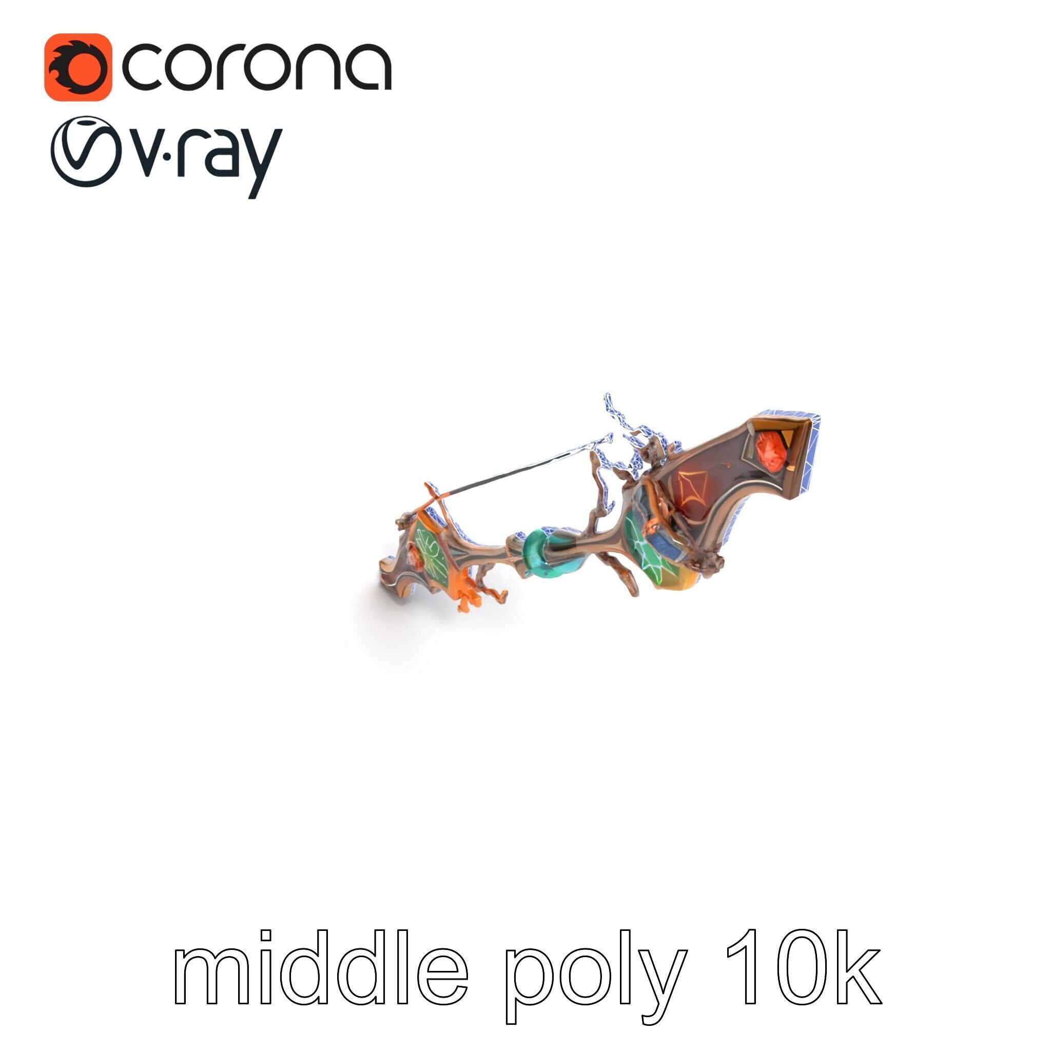 Wizards Arcane Bow with Glowing Glyphs model pack Low-poly 3D model_13