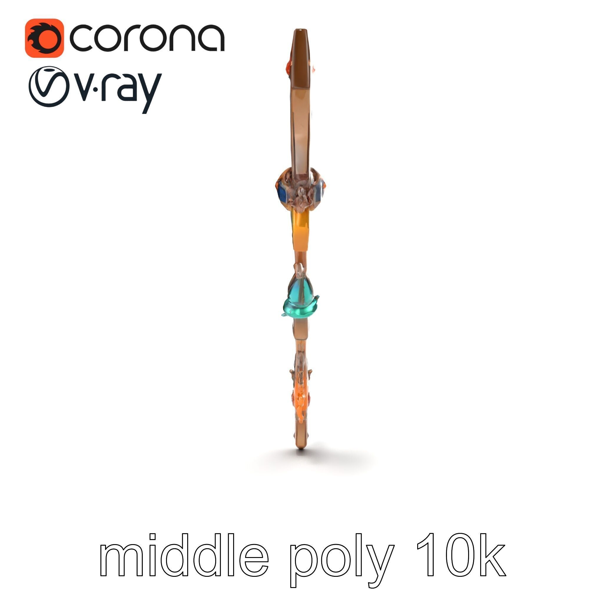 Wizards Arcane Bow with Glowing Glyphs model pack Low-poly 3D model_29