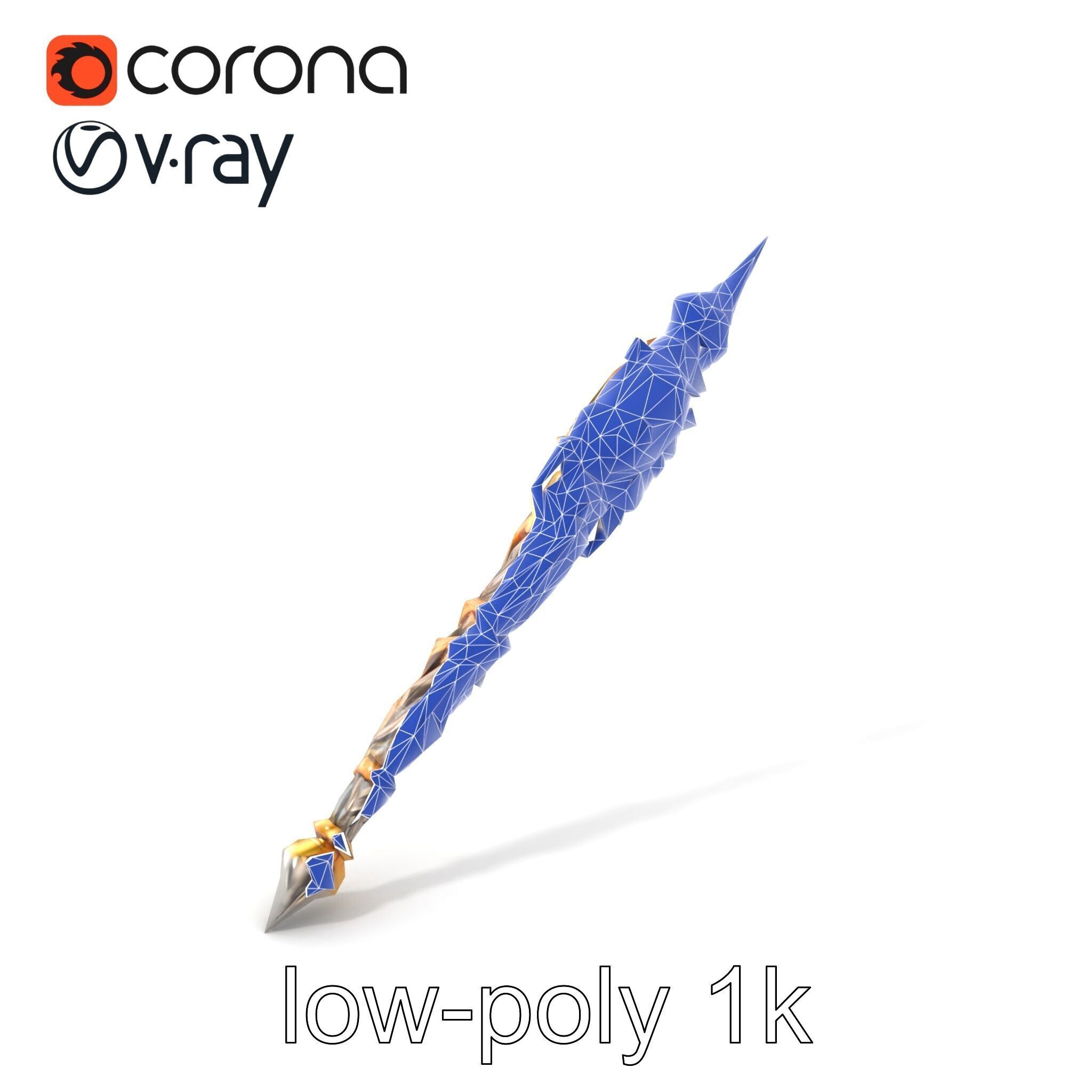 Elven Scepter Topaz Gemstone Model Pack Low-poly 3D model_40