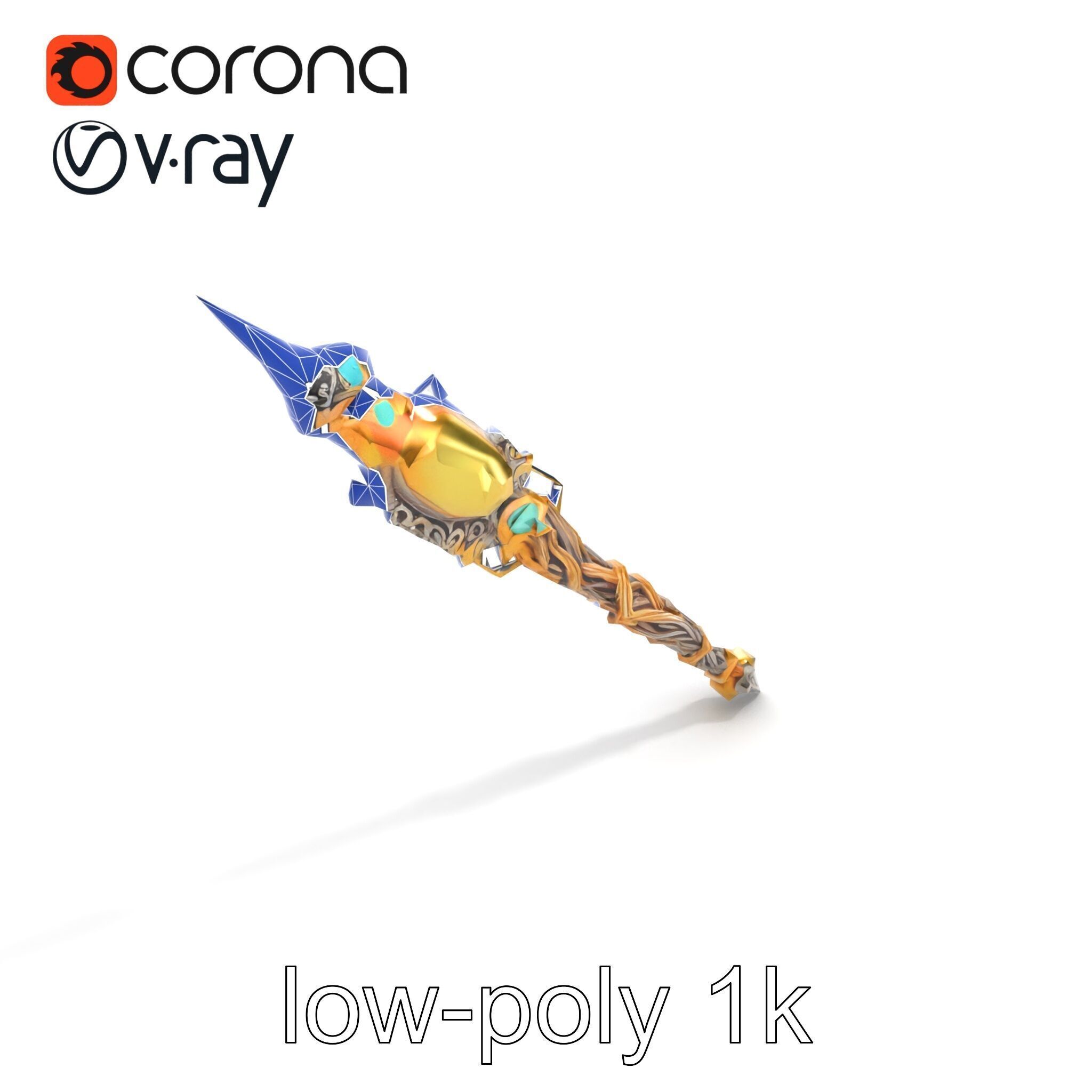 Elven Scepter Topaz Gemstone Model Pack Low-poly 3D model_47
