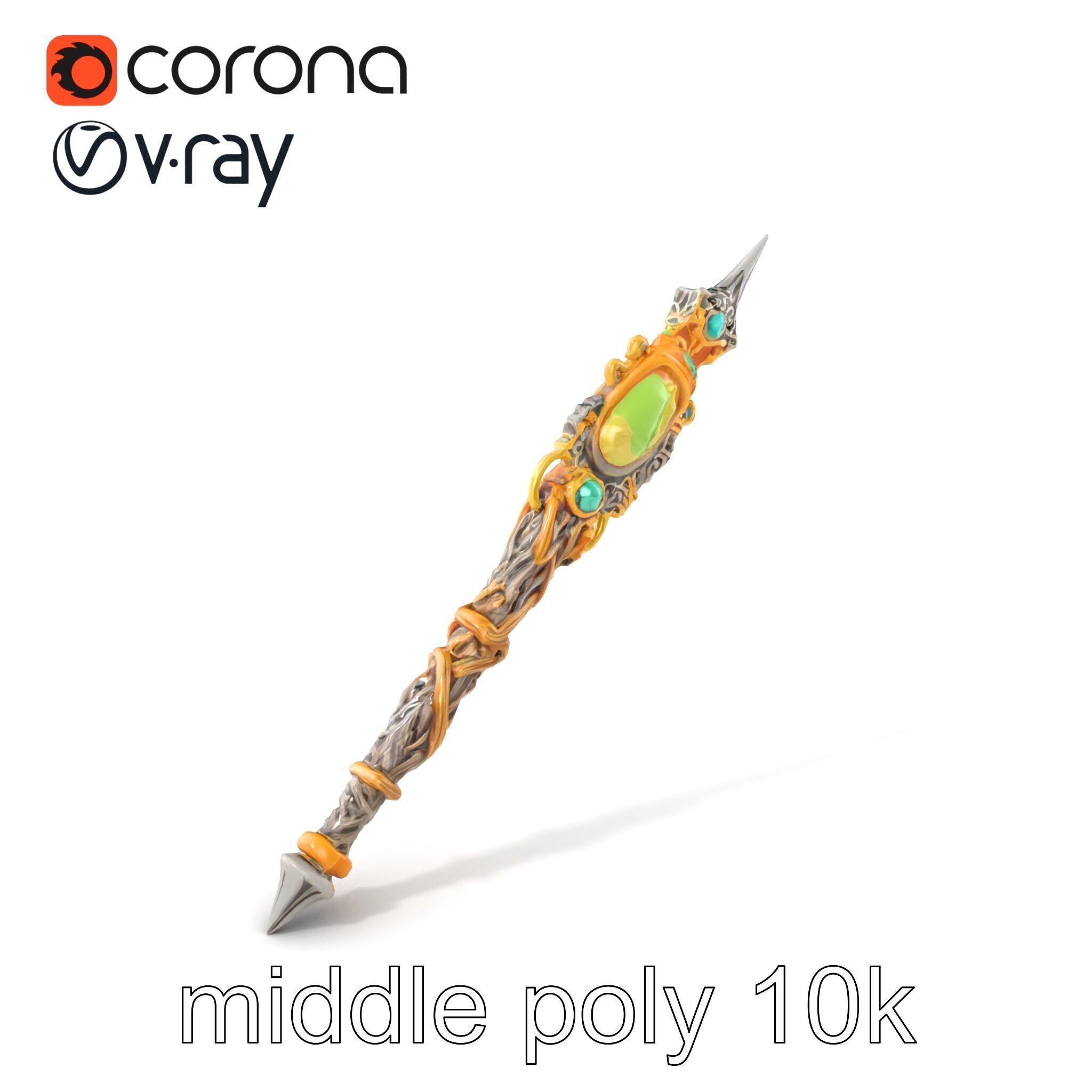 Elven Scepter Topaz Gemstone Model Pack Low-poly 3D model_37