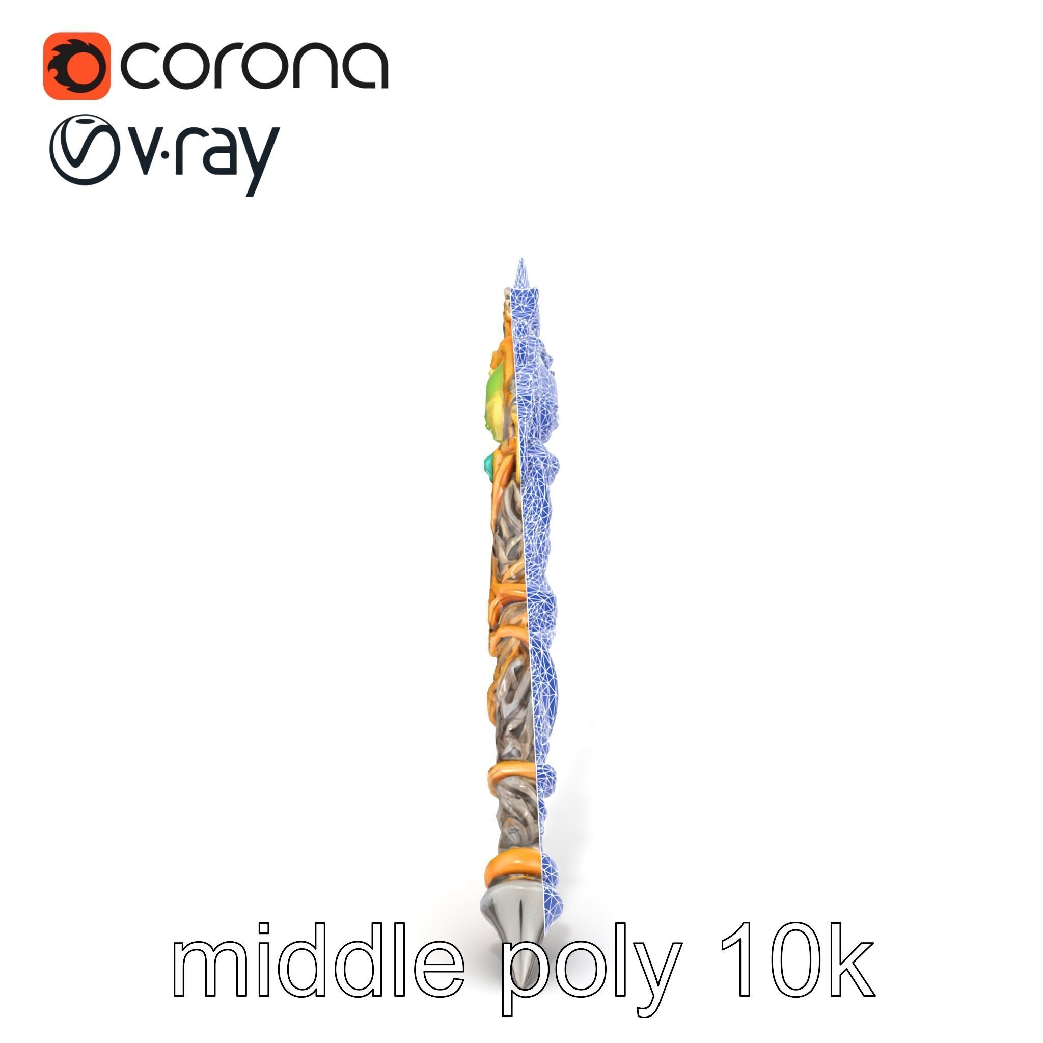 Elven Scepter Topaz Gemstone Model Pack Low-poly 3D model_50