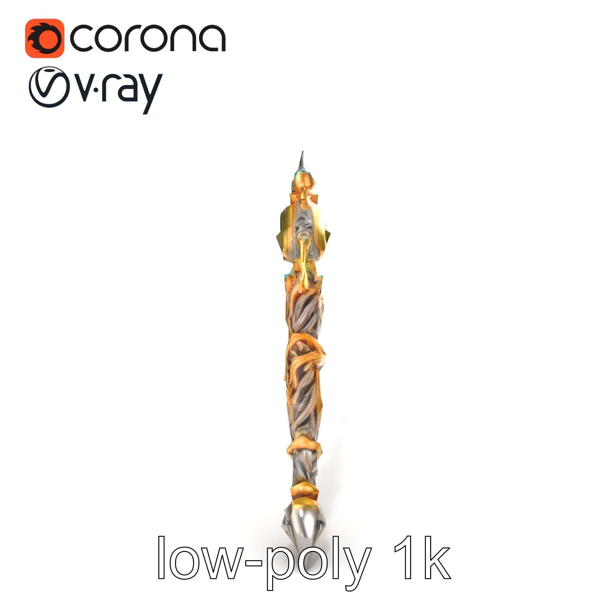 Elven Scepter Topaz Gemstone Model Pack Low-poly 3D model_52