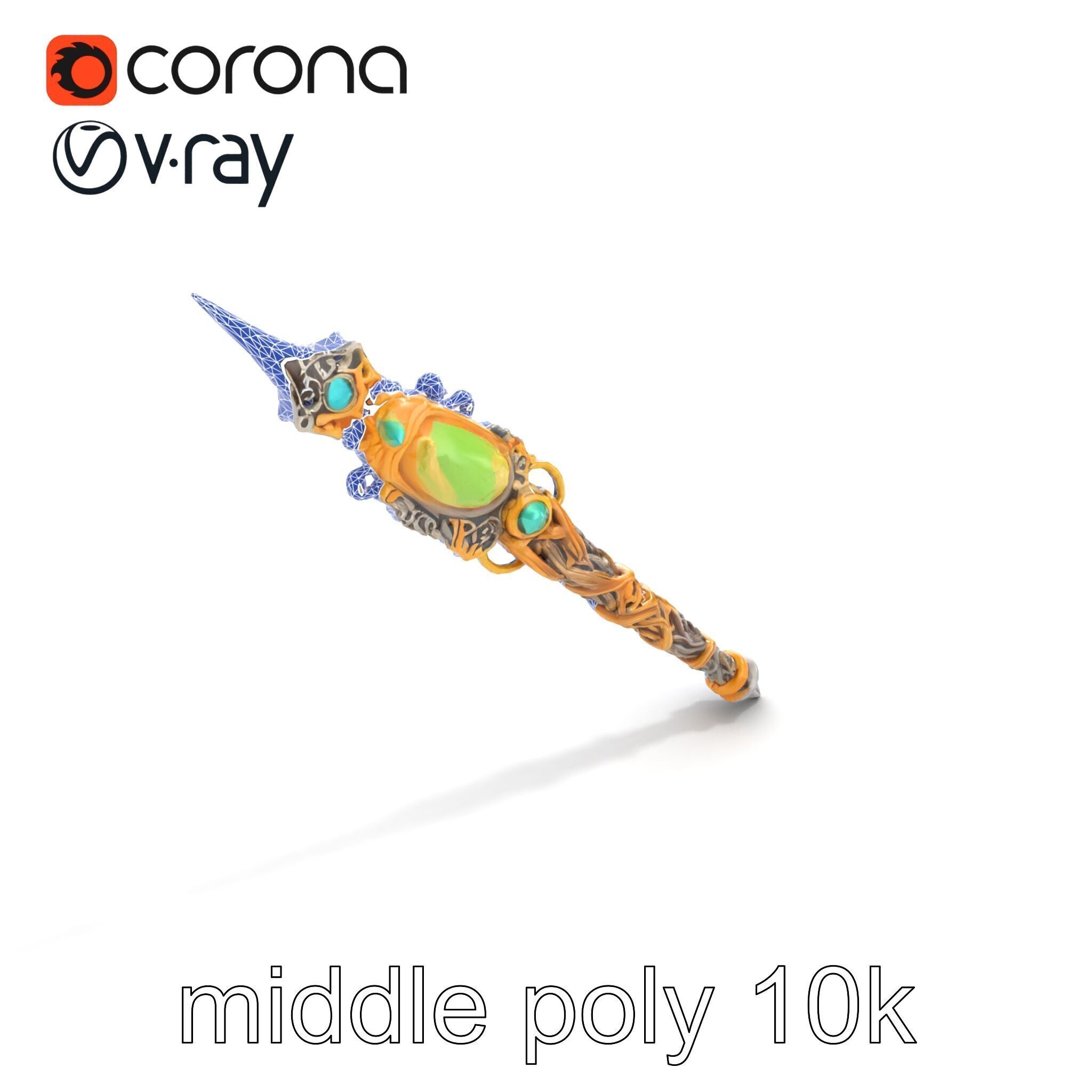 Elven Scepter Topaz Gemstone Model Pack Low-poly 3D model_44