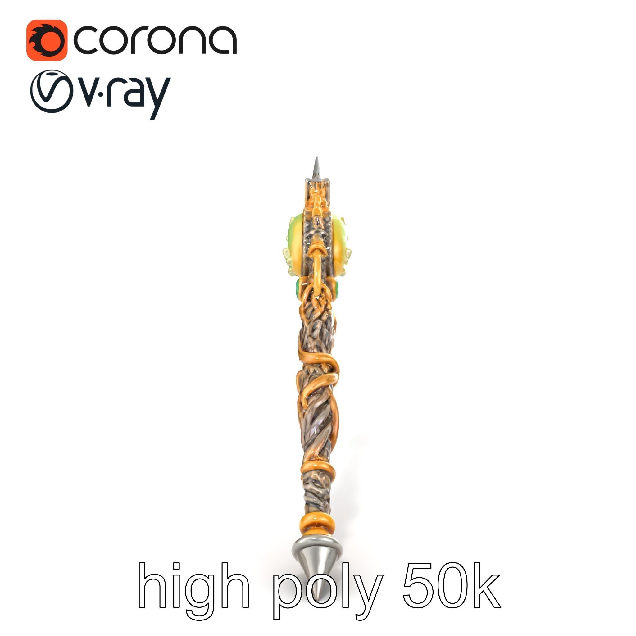 Elven Scepter Topaz Gemstone Model Pack Low-poly 3D model_59