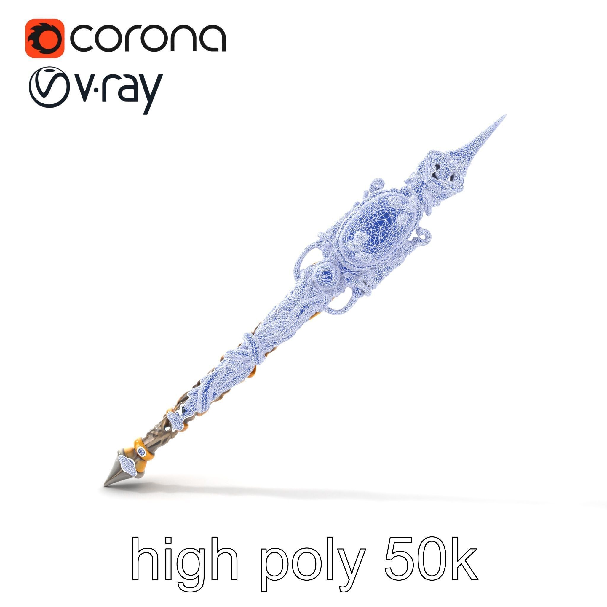 Elven Scepter Topaz Gemstone Model Pack Low-poly 3D model_51