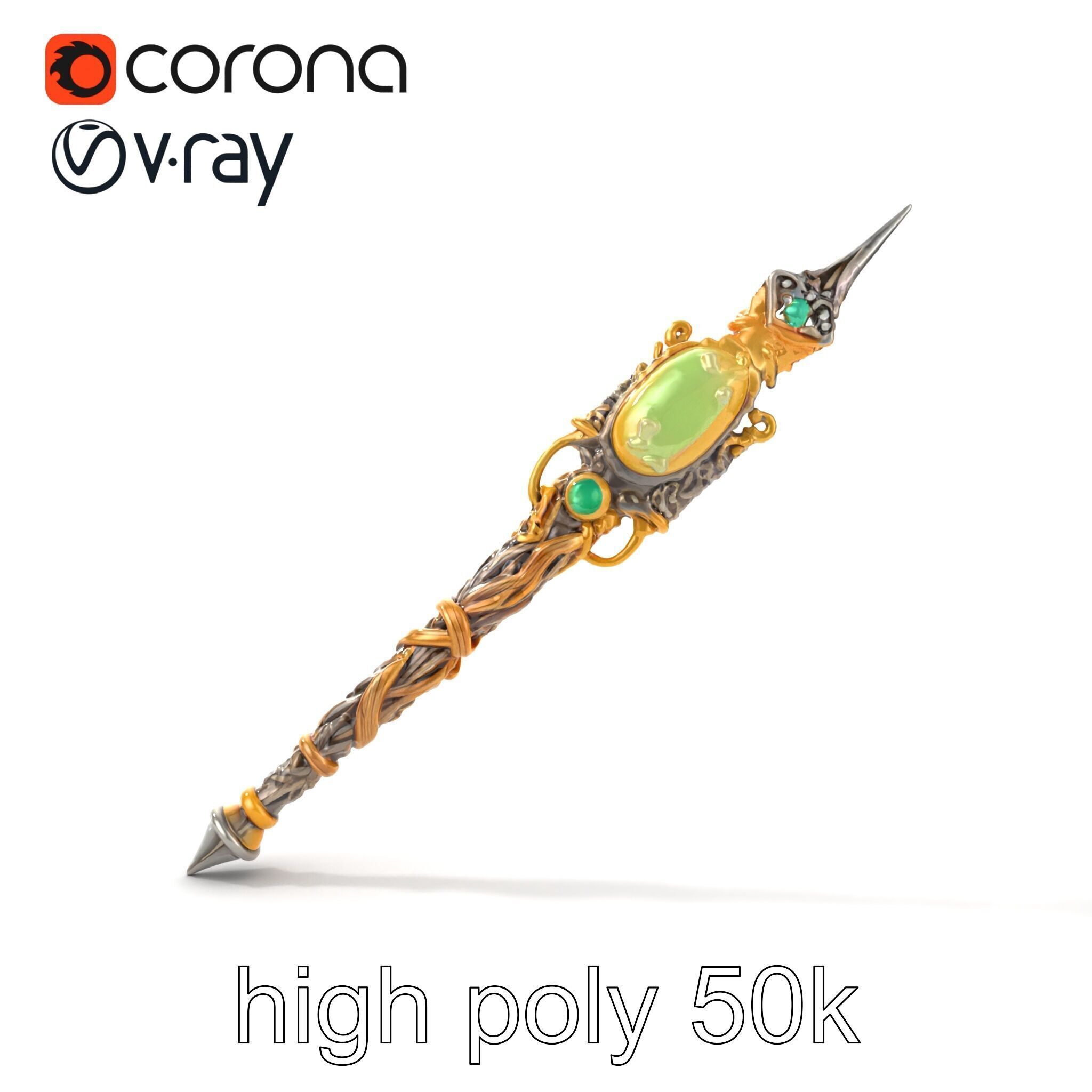 Elven Scepter Topaz Gemstone Model Pack Low-poly 3D model_64
