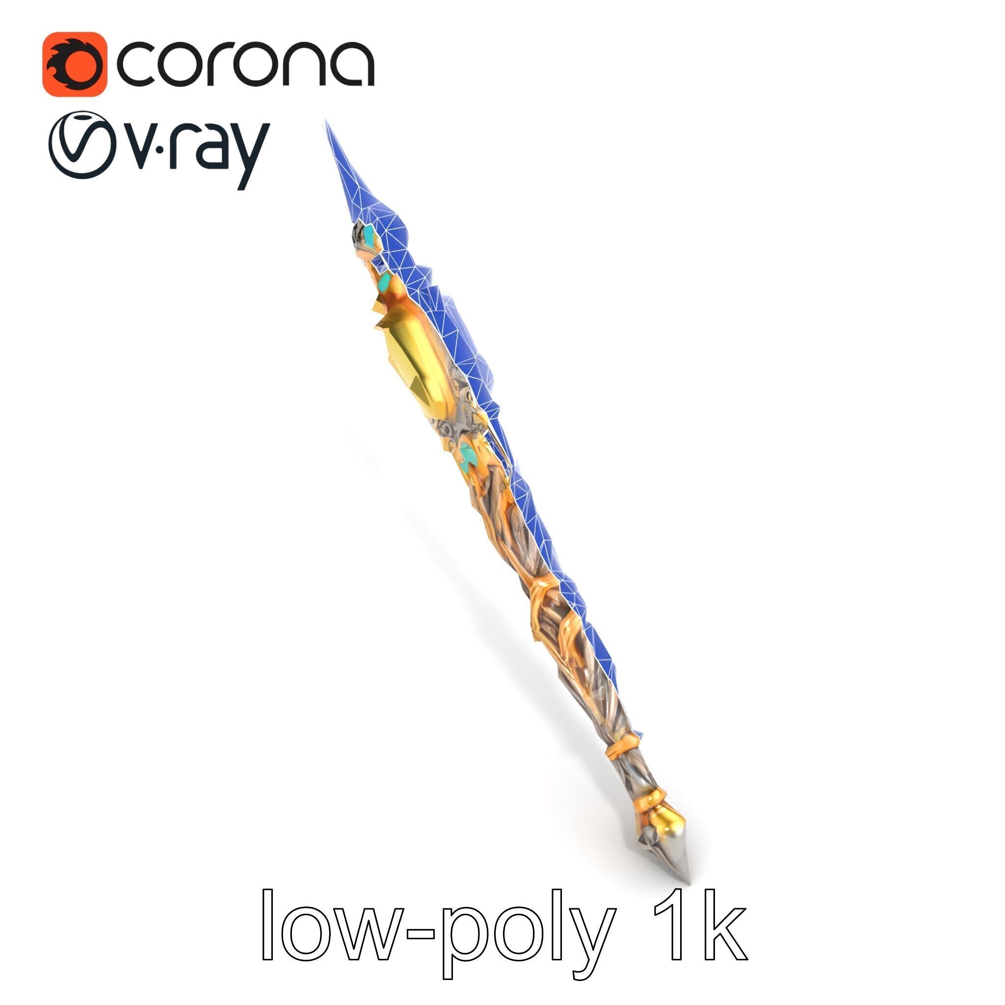 Elven Scepter Topaz Gemstone Model Pack Low-poly 3D model_54