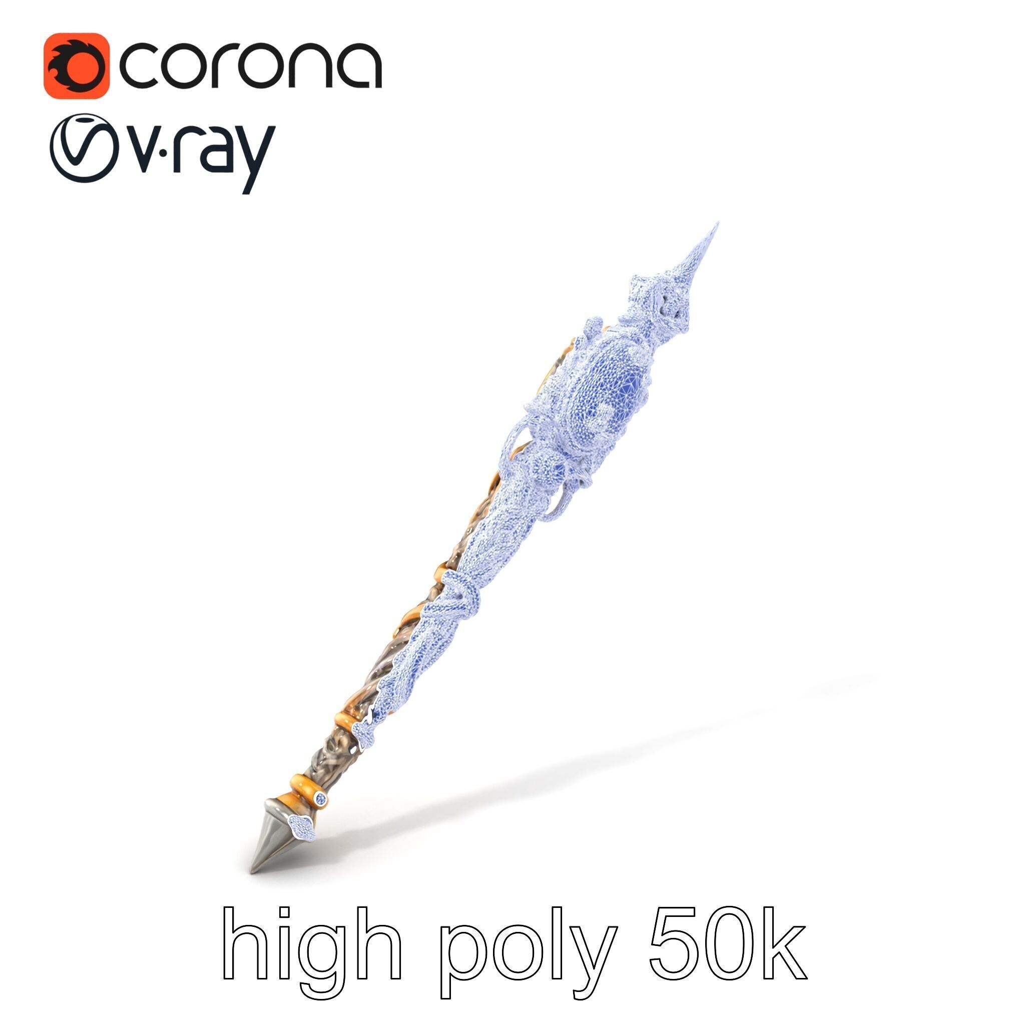 Elven Scepter Topaz Gemstone Model Pack Low-poly 3D model_43