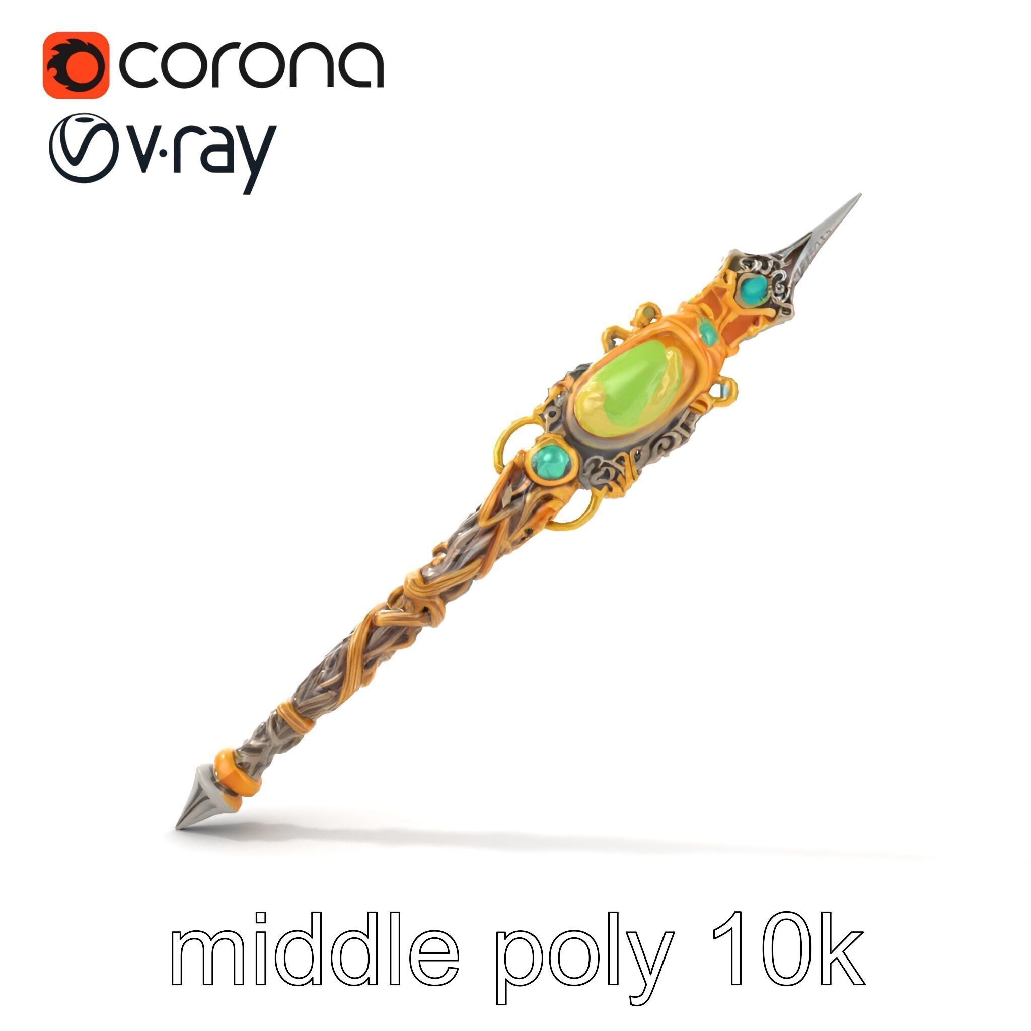 Elven Scepter Topaz Gemstone Model Pack Low-poly 3D model_60