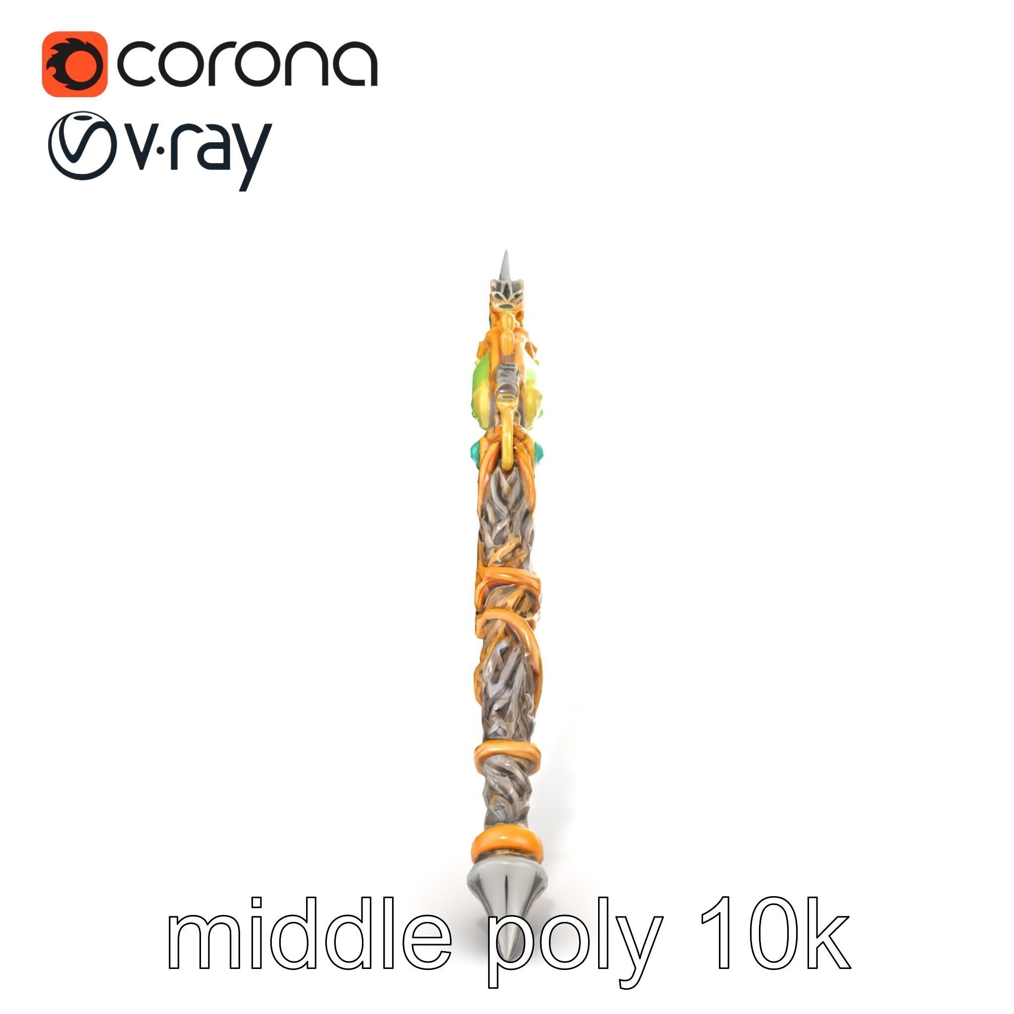 Elven Scepter Topaz Gemstone Model Pack Low-poly 3D model_53