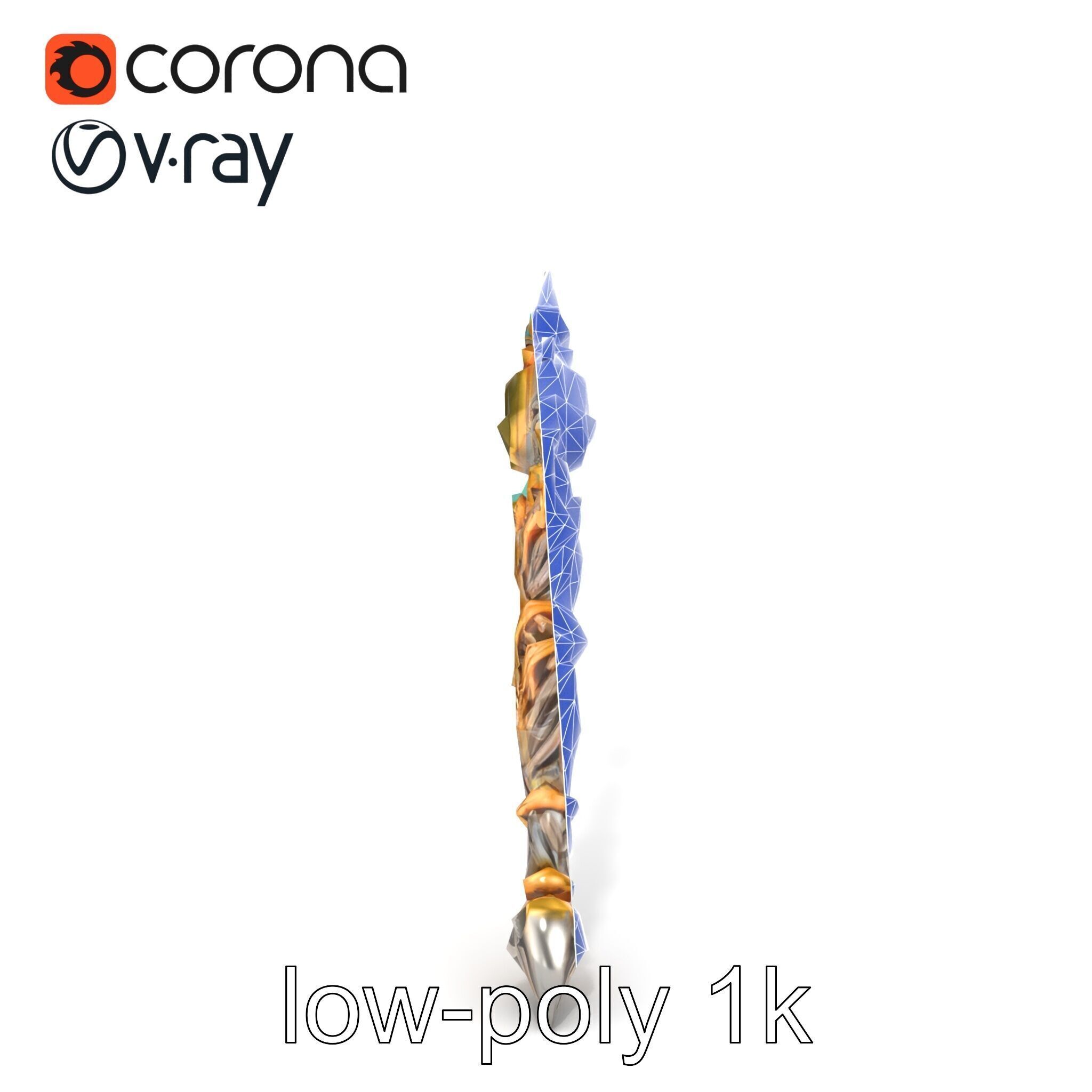 Elven Scepter Topaz Gemstone Model Pack Low-poly 3D model_49