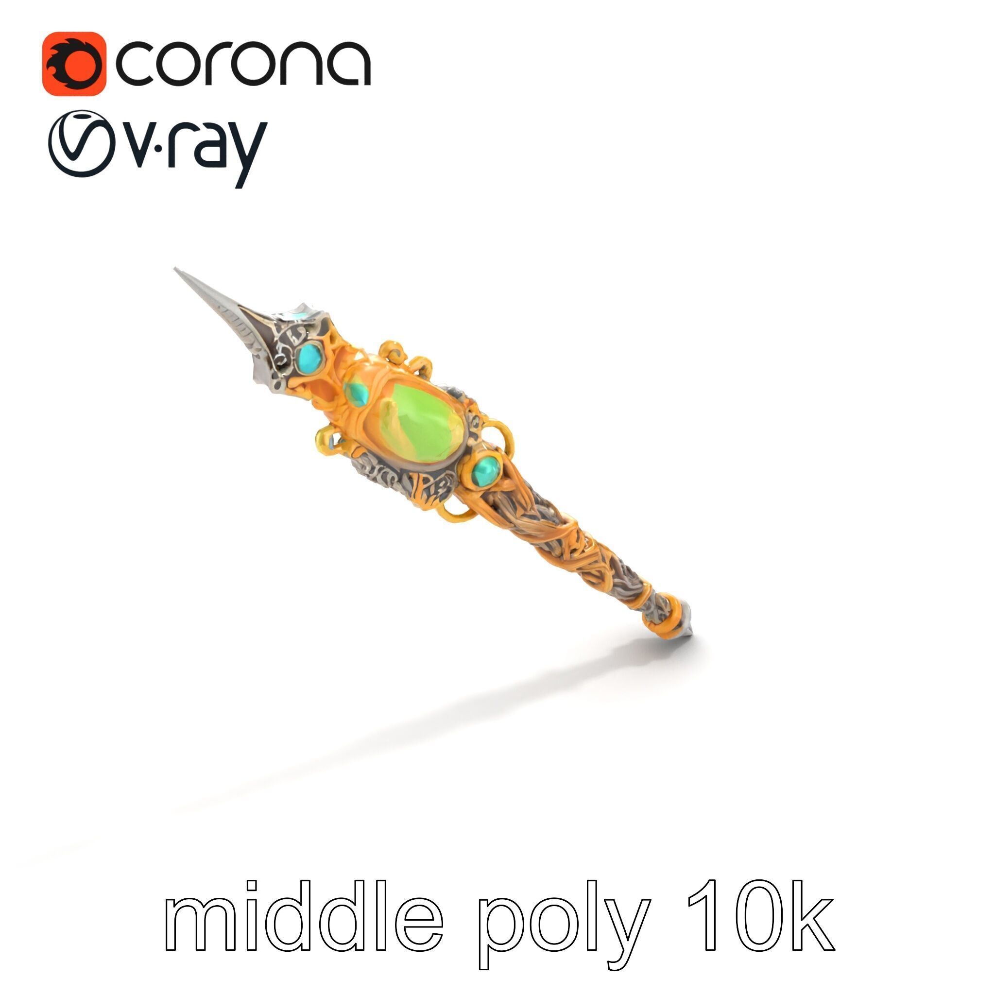 Elven Scepter Topaz Gemstone Model Pack Low-poly 3D model_41