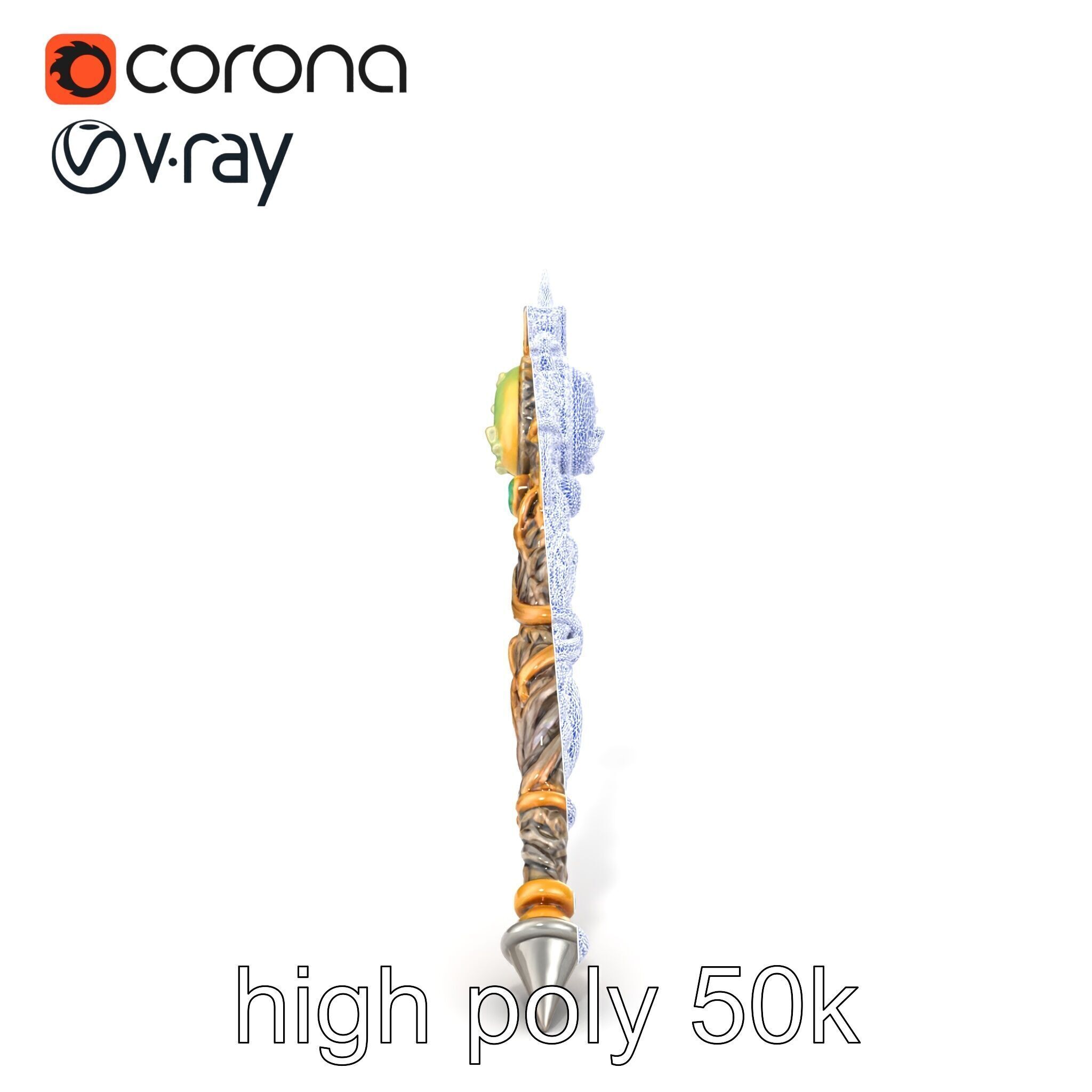 Elven Scepter Topaz Gemstone Model Pack Low-poly 3D model_63