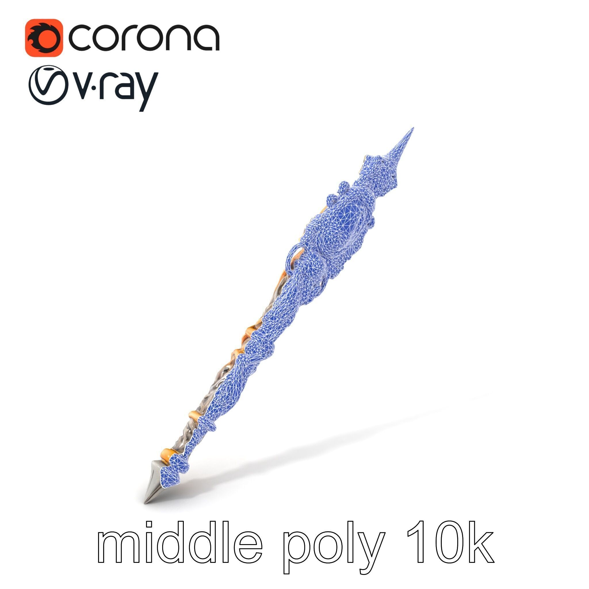 Elven Scepter Topaz Gemstone Model Pack Low-poly 3D model_39