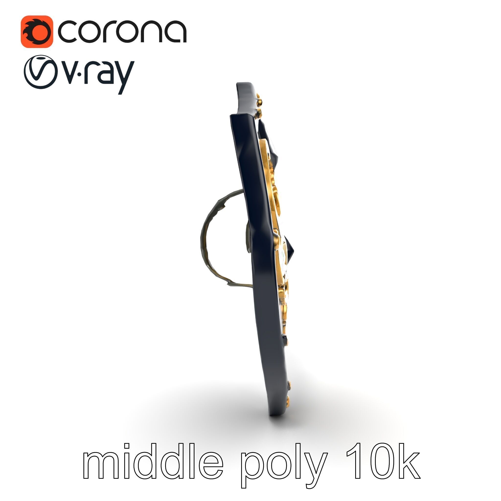 Obsidian Guardian Shield Model Pack with Golden Filigree and ... Low-poly 3D model_12