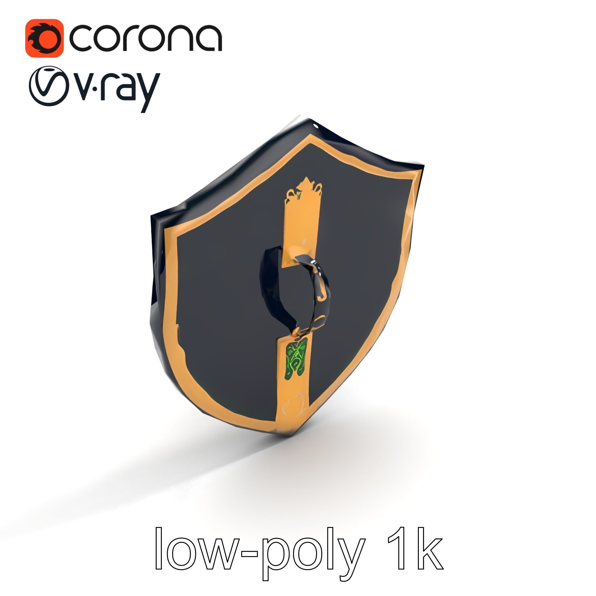 Obsidian Guardian Shield Model Pack with Golden Filigree and ... Low-poly 3D model_9