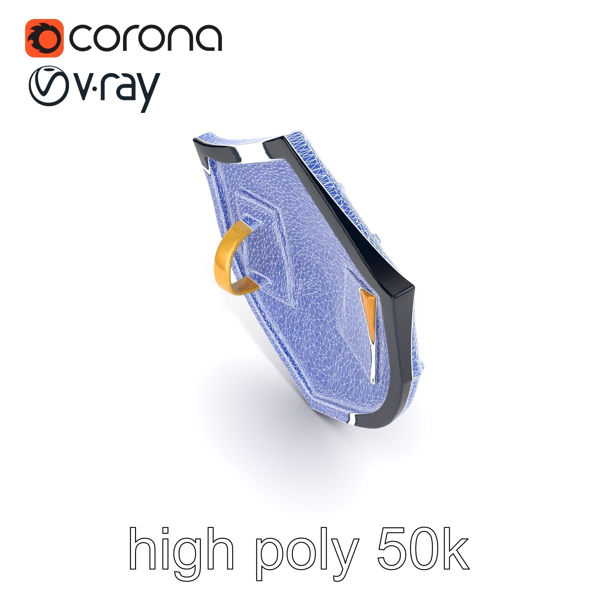 Obsidian Guardian Shield Model Pack with Golden Filigree and ... Low-poly 3D model_24