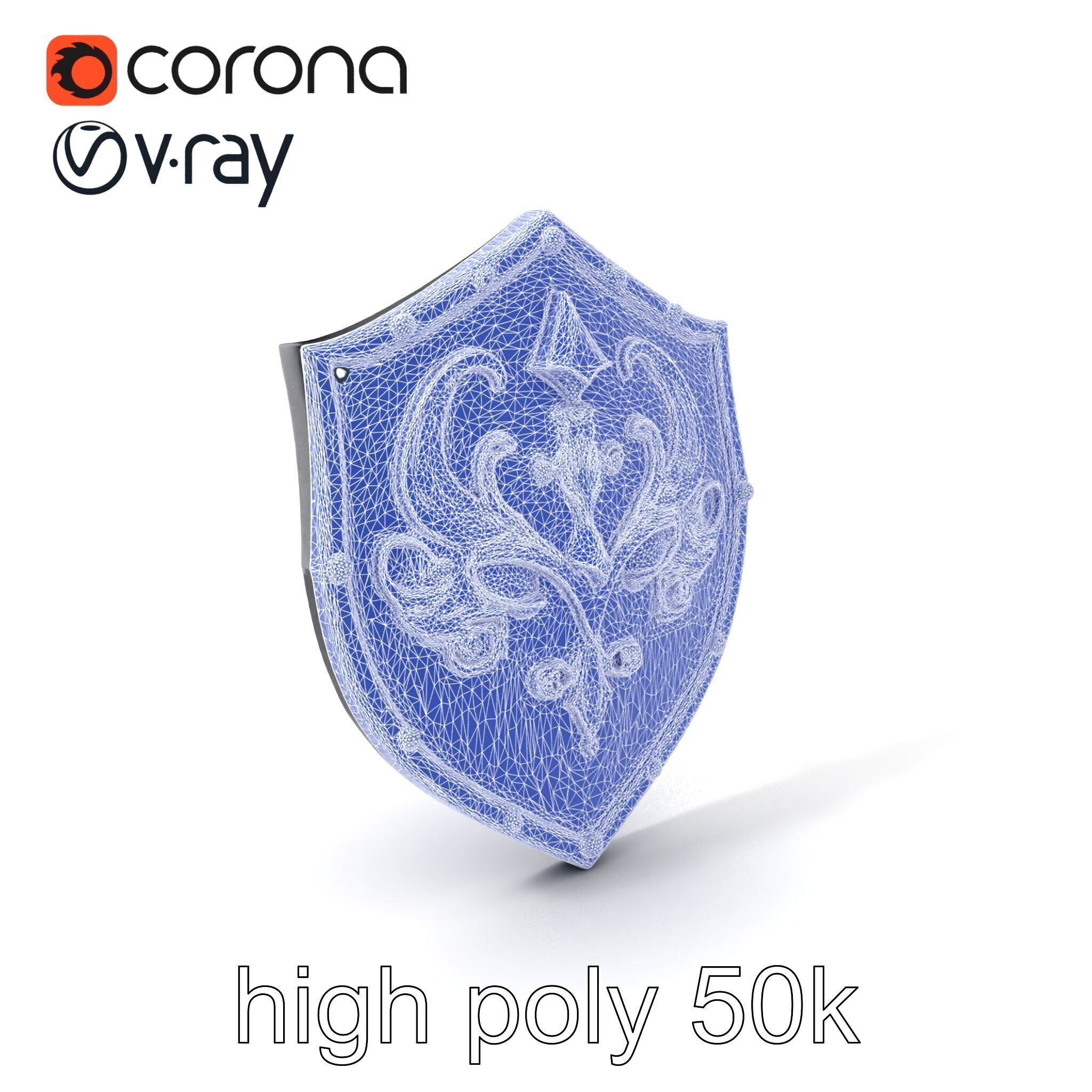 Obsidian Guardian Shield Model Pack with Golden Filigree and ... Low-poly 3D model_10