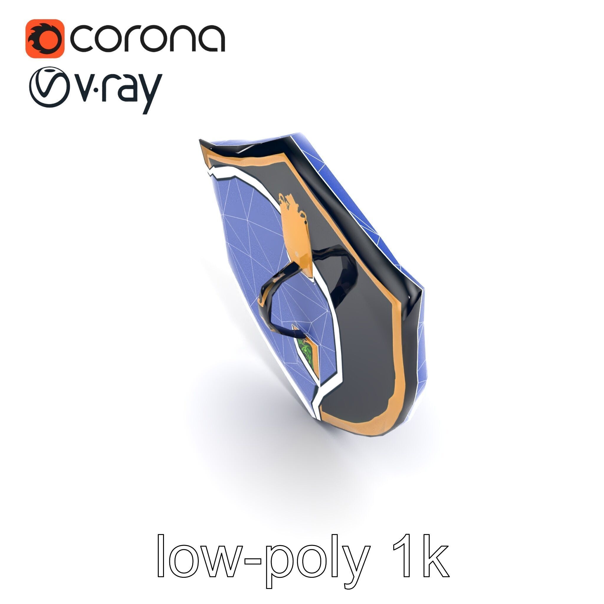 Obsidian Guardian Shield Model Pack with Golden Filigree and ... Low-poly 3D model_30