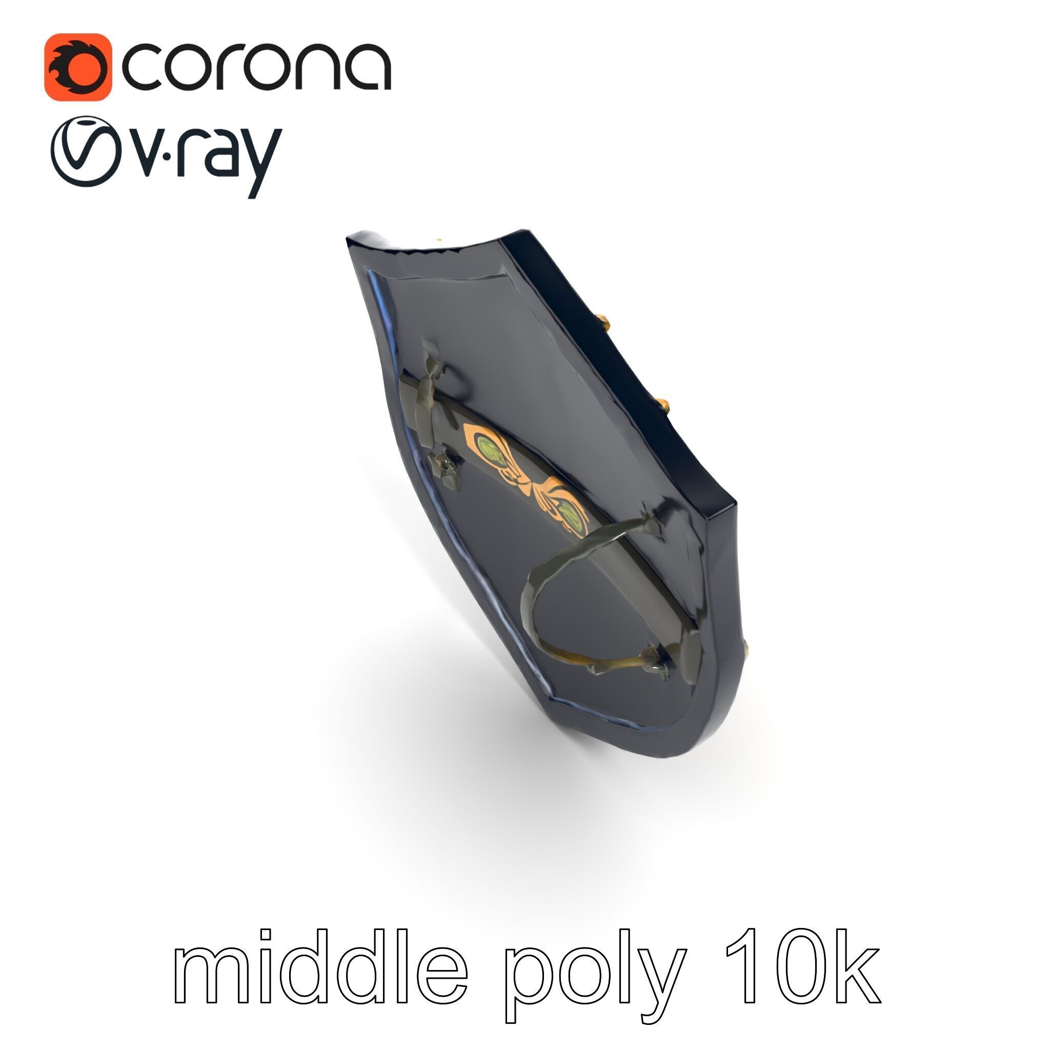 Obsidian Guardian Shield Model Pack with Golden Filigree and ... Low-poly 3D model_14