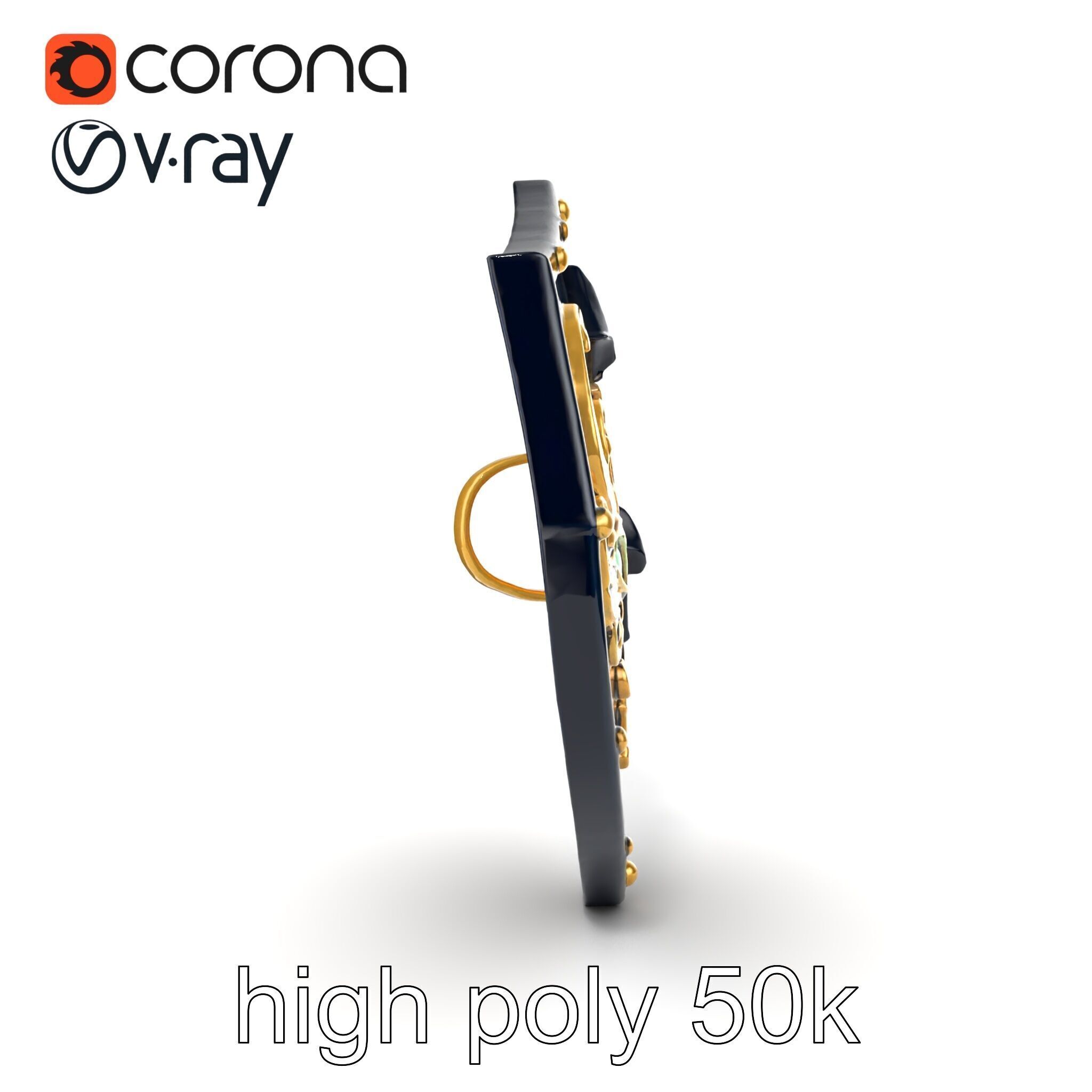 Obsidian Guardian Shield Model Pack with Golden Filigree and ... Low-poly 3D model_15