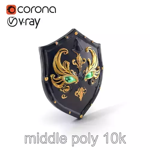 Obsidian Guardian Shield Model Pack with Golden Filigree and ... Low-poly 3D model