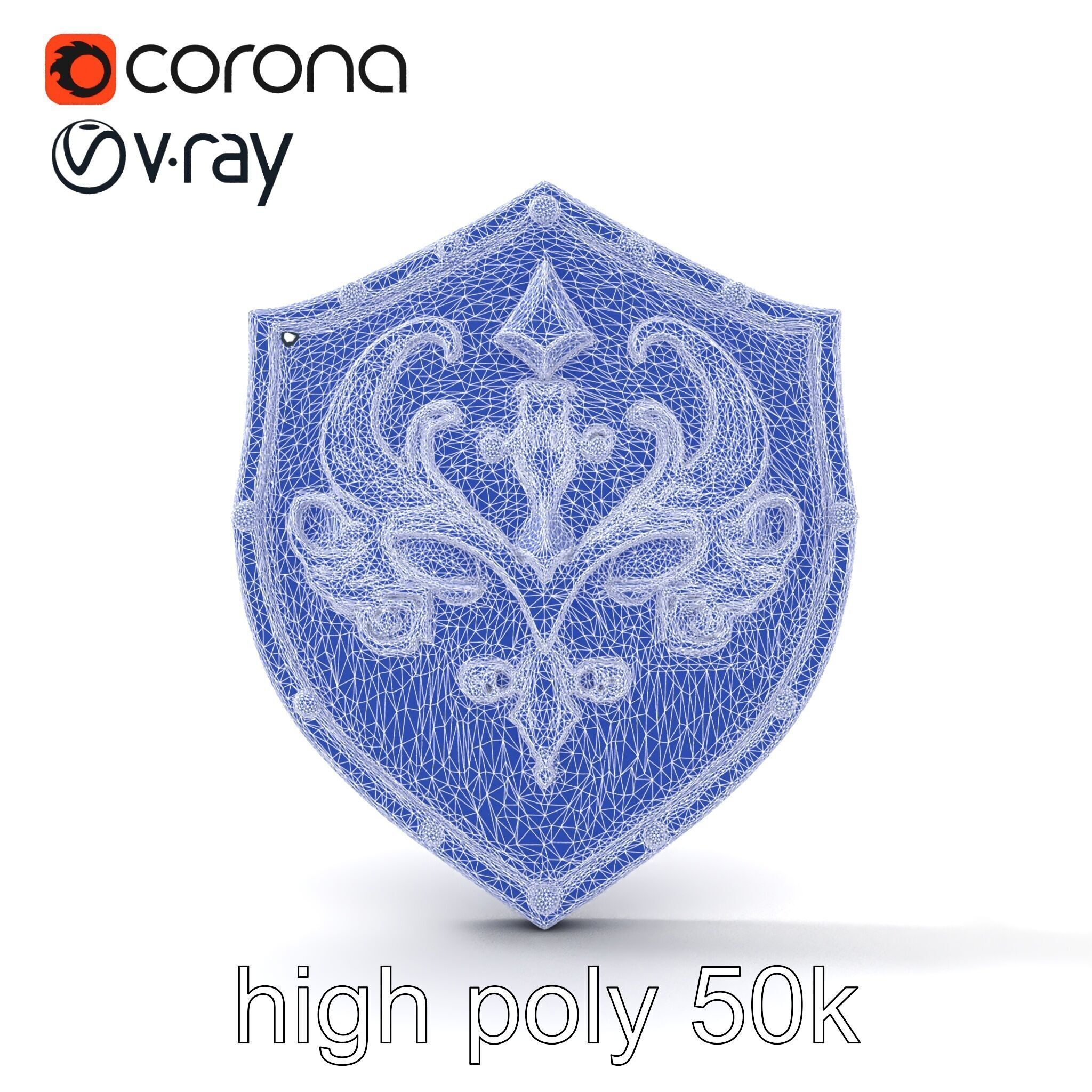 Obsidian Guardian Shield Model Pack with Golden Filigree and ... Low-poly 3D model_31