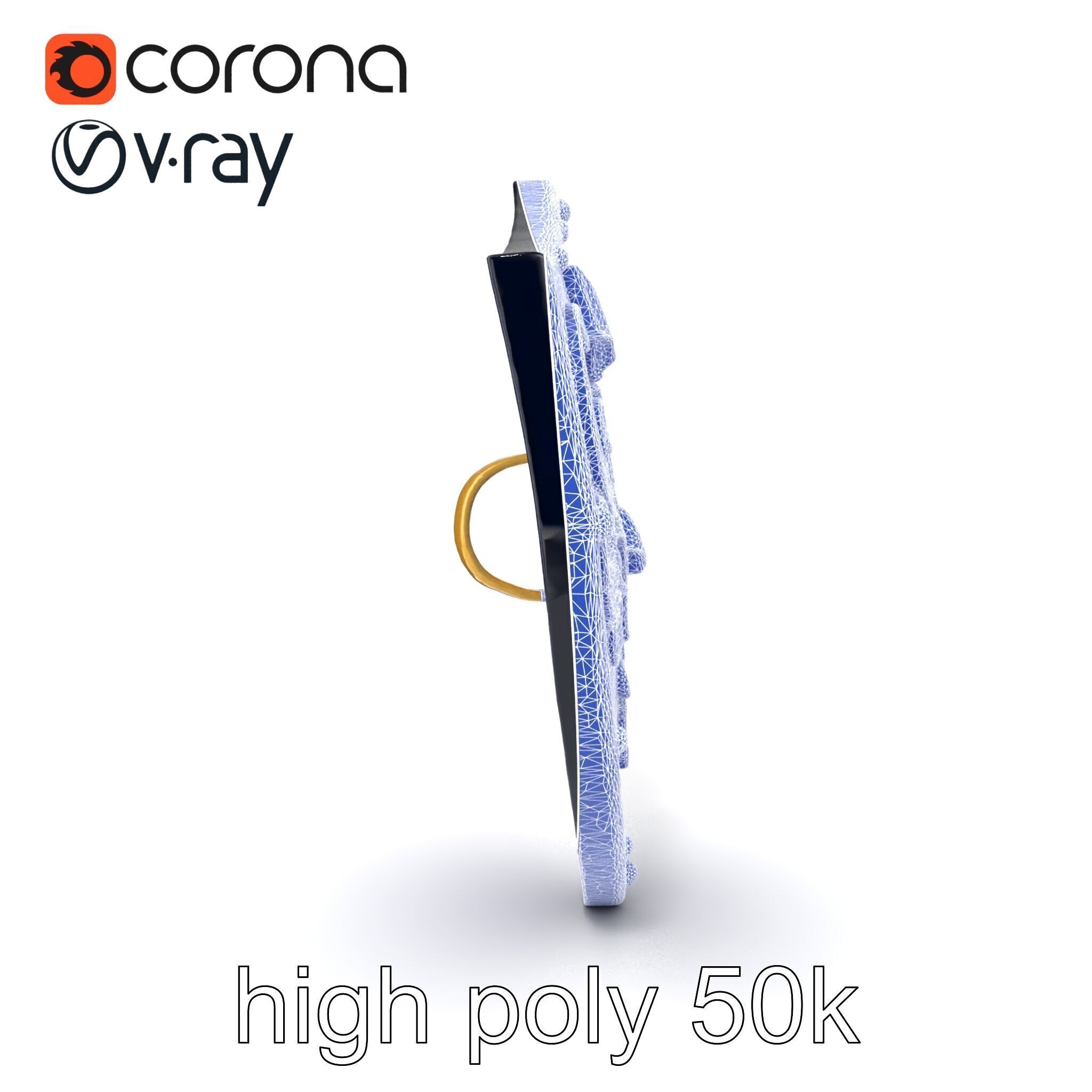 Obsidian Guardian Shield Model Pack with Golden Filigree and ... Low-poly 3D model_20