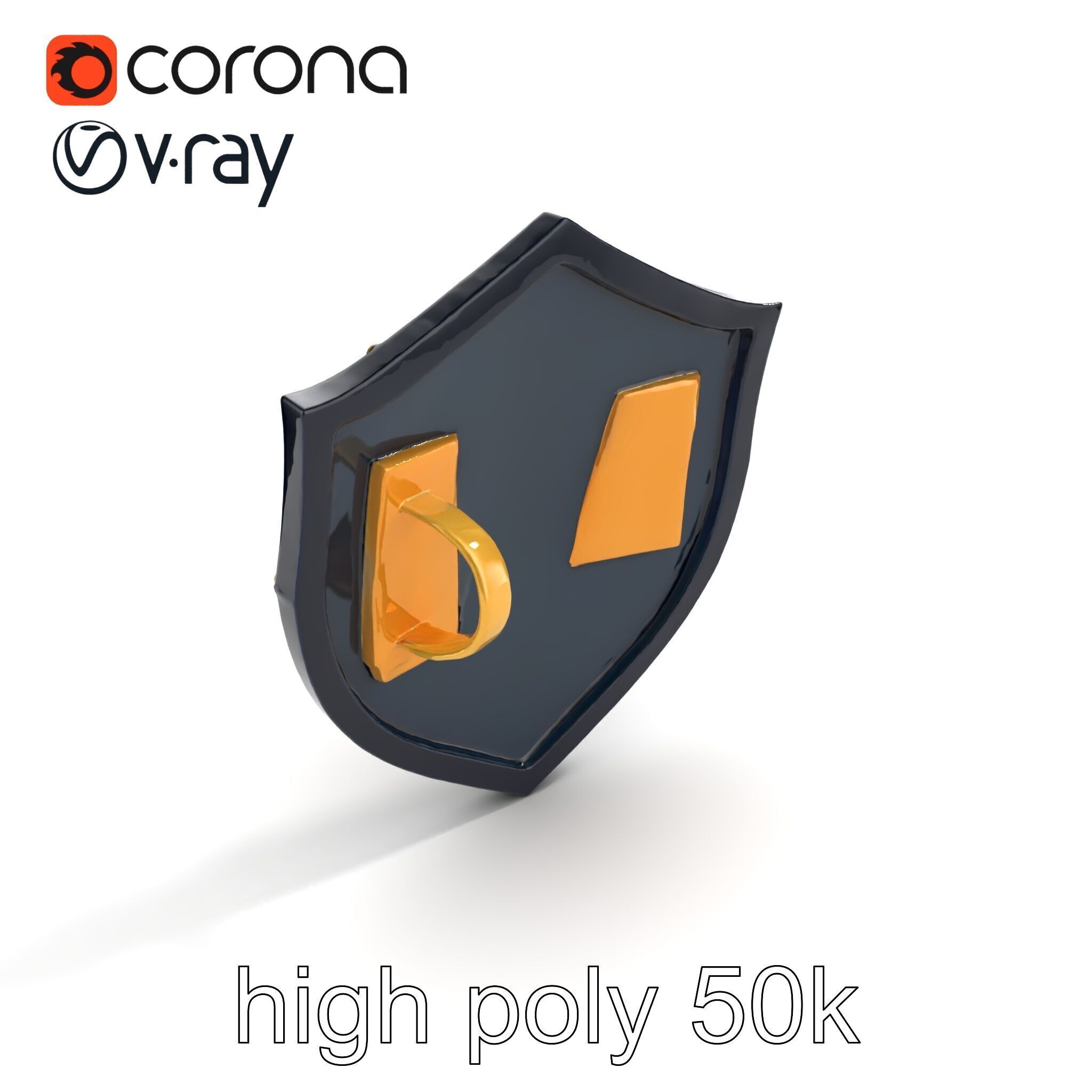 Obsidian Guardian Shield Model Pack with Golden Filigree and ... Low-poly 3D model_29