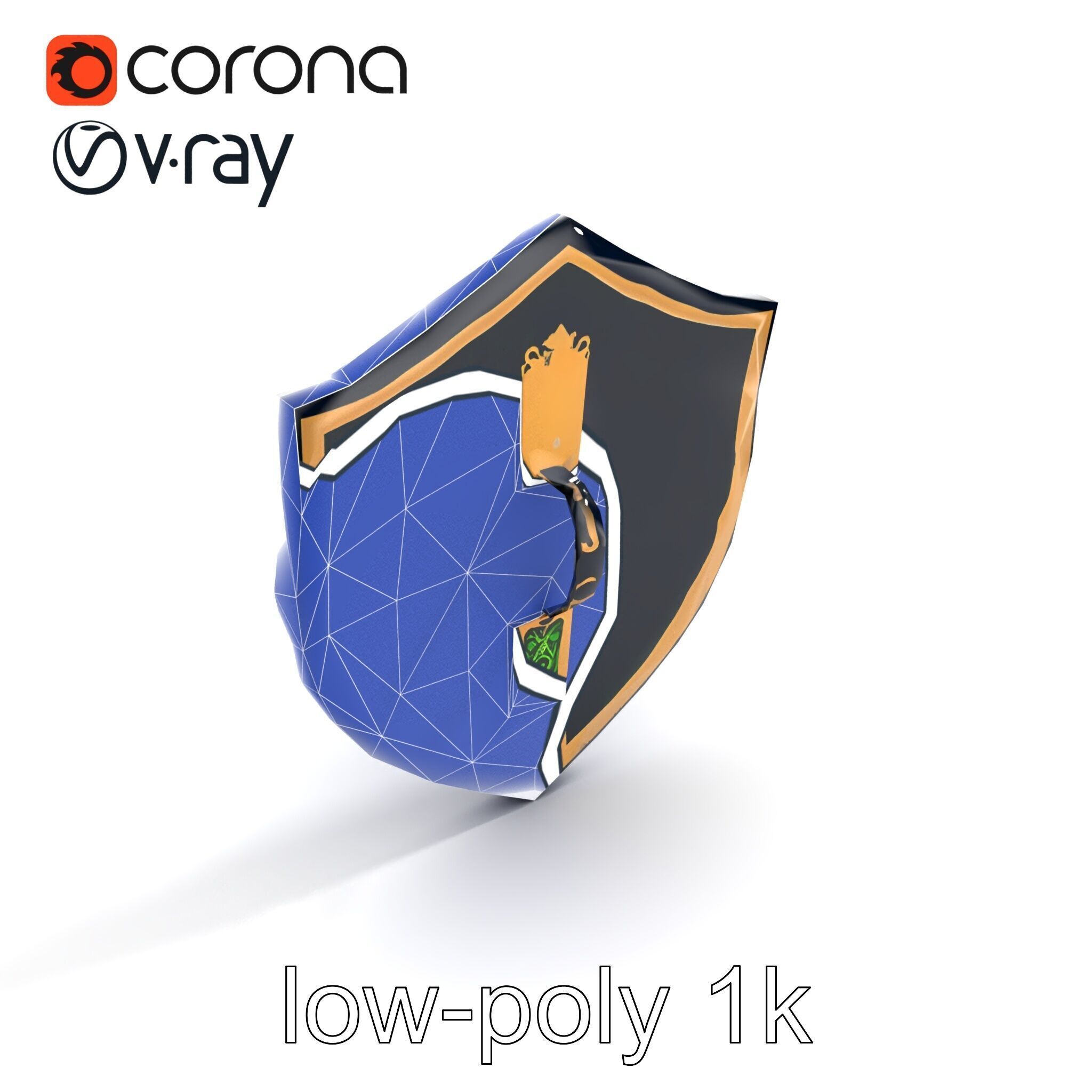 Obsidian Guardian Shield Model Pack with Golden Filigree and ... Low-poly 3D model_11