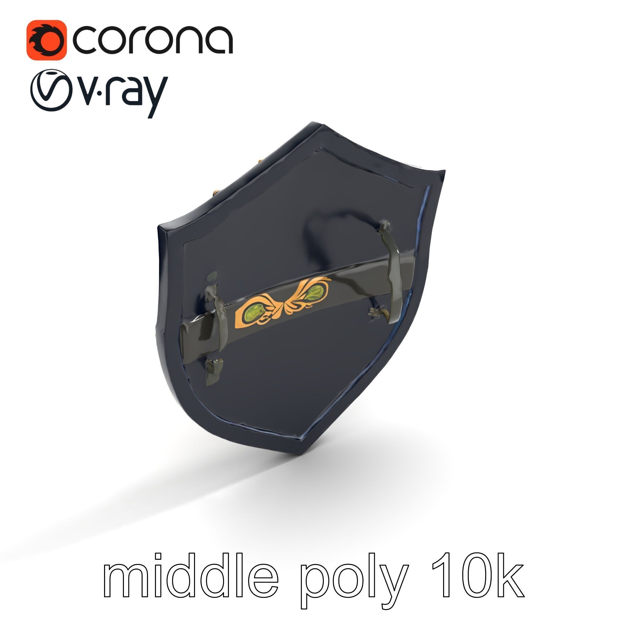 Obsidian Guardian Shield Model Pack with Golden Filigree and ... Low-poly 3D model_8