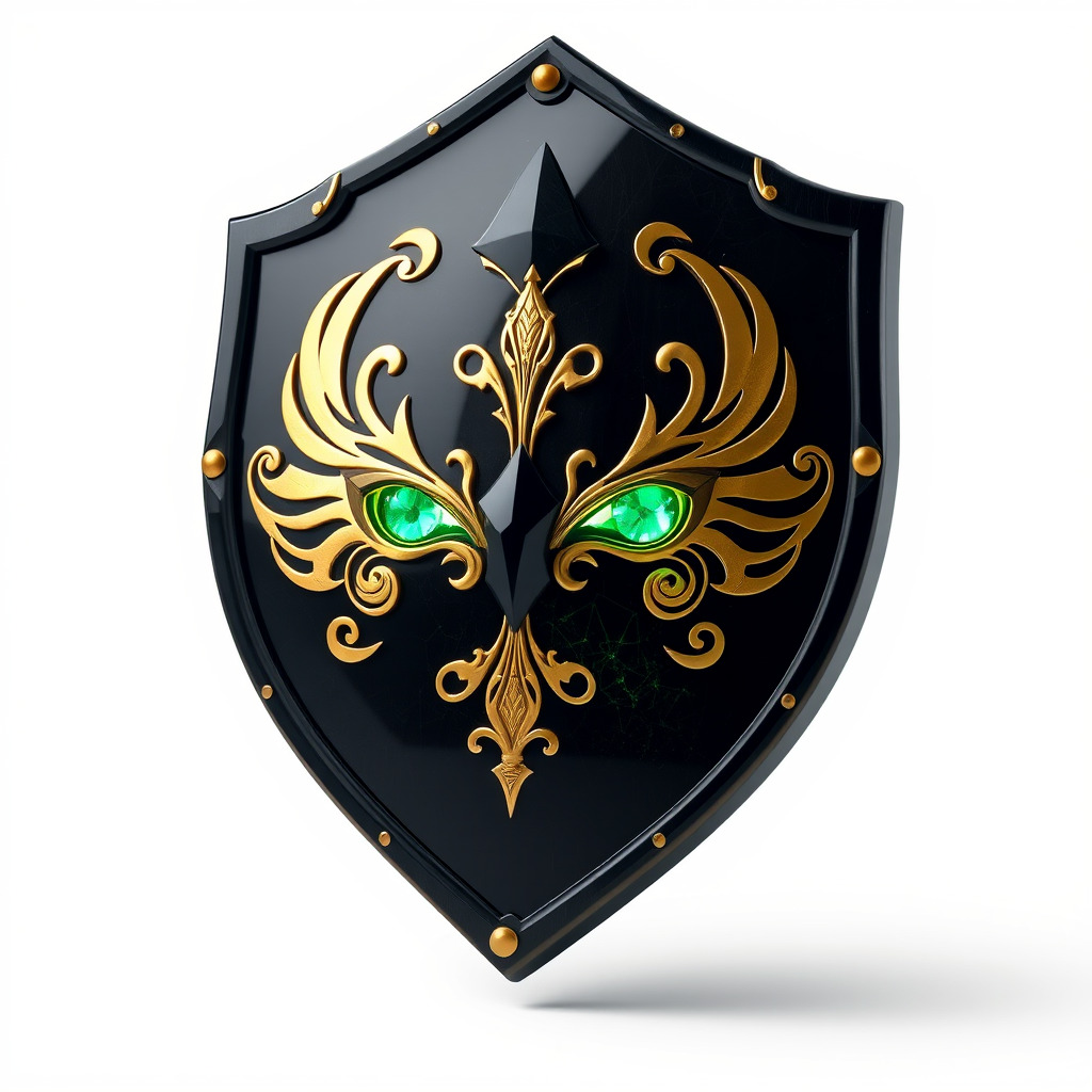 Obsidian Guardian Shield Model Pack with Golden Filigree and ... Low-poly 3D model_4