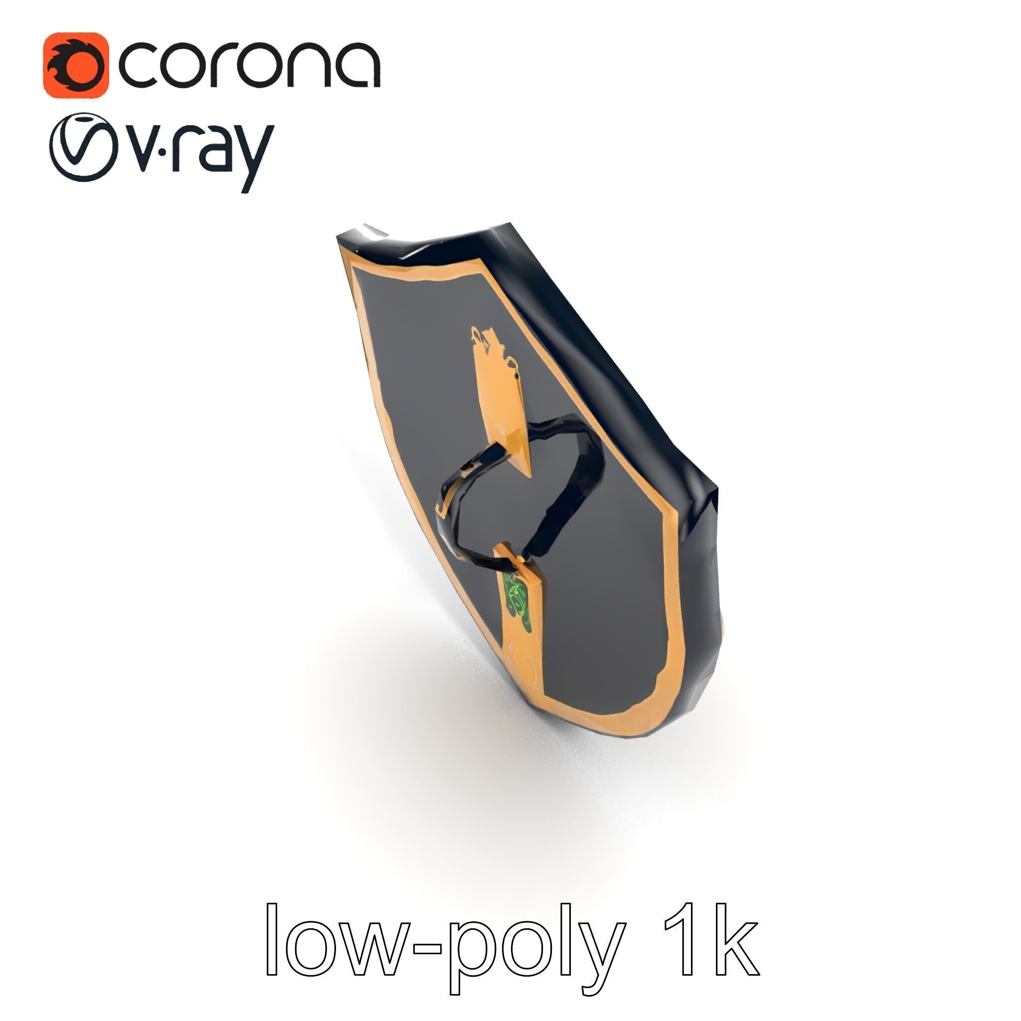 Obsidian Guardian Shield Model Pack with Golden Filigree and ... Low-poly 3D model_16