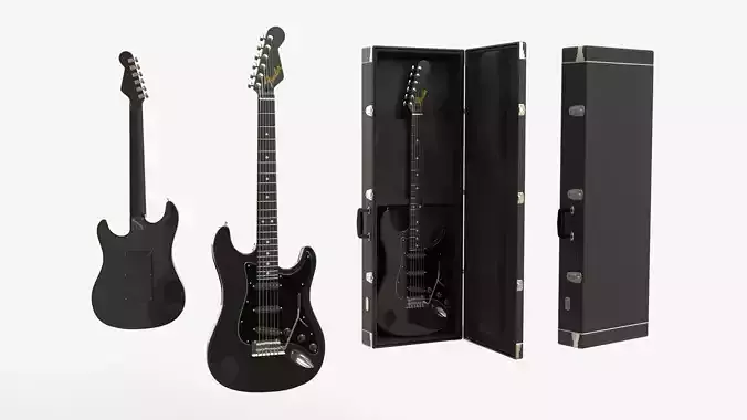 Black Electric Guitar Fender Stratocaster with Case